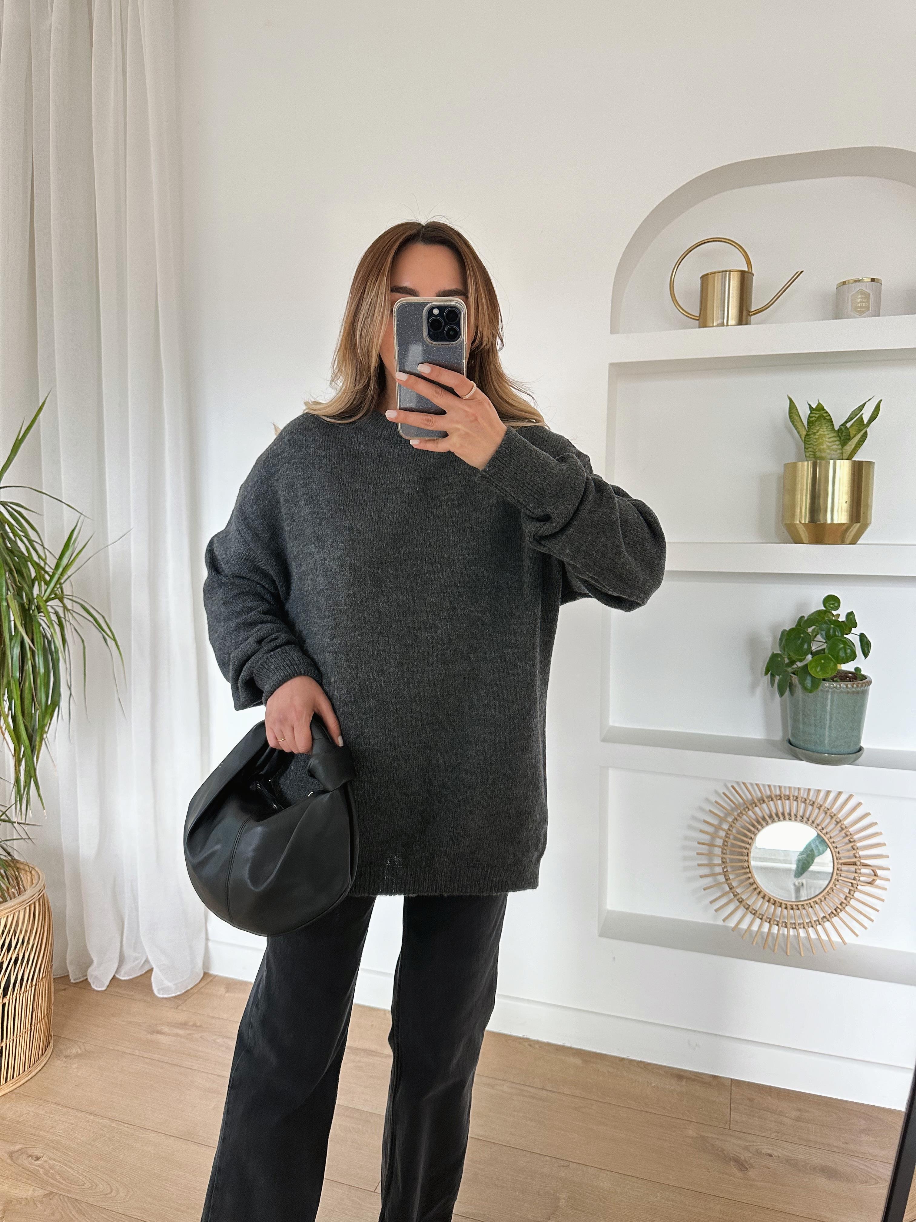 FÜME OVERSIZE BASIC TRİKO KAZAK