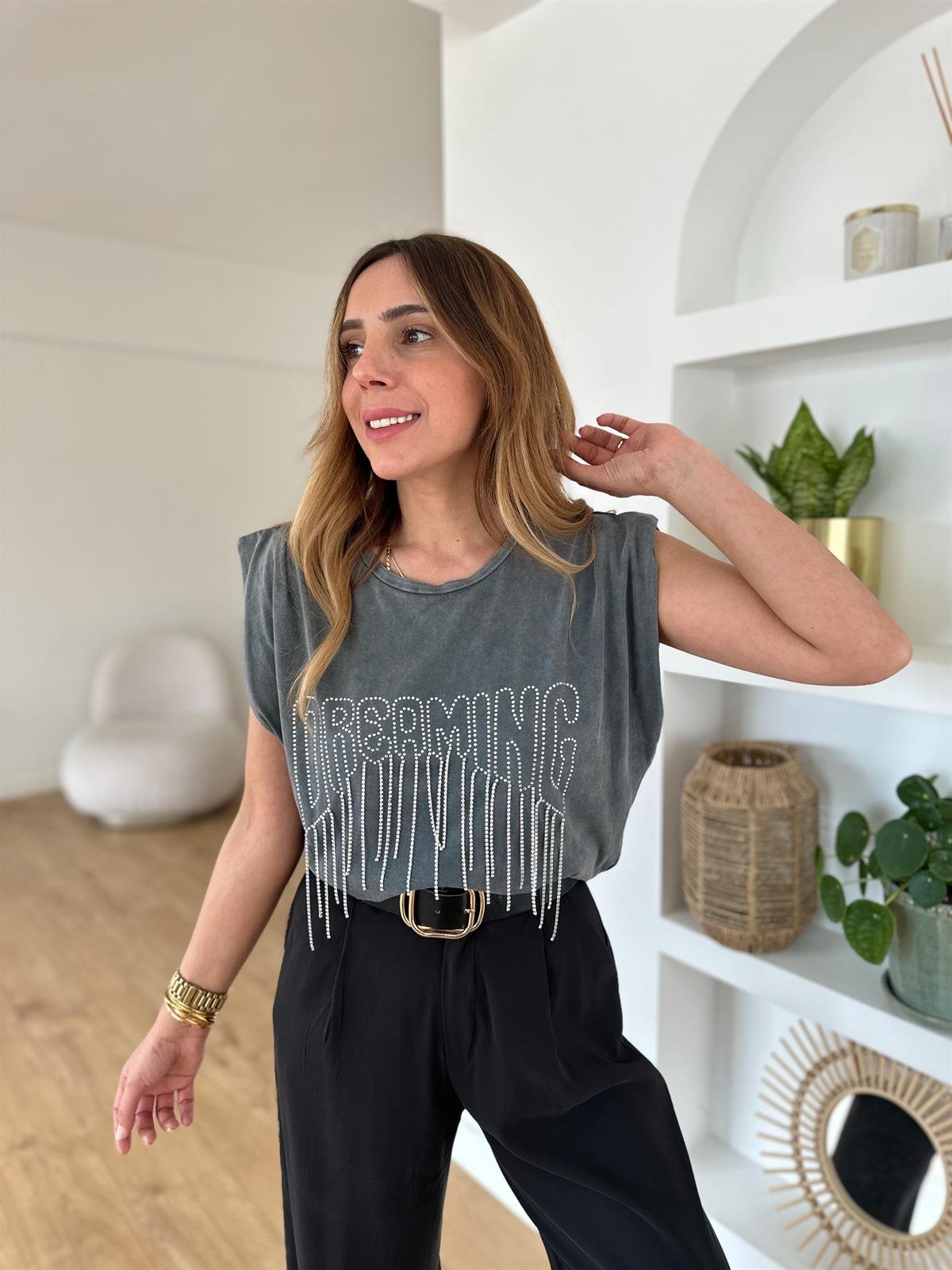 FÜME TAŞLI TİŞÖRT