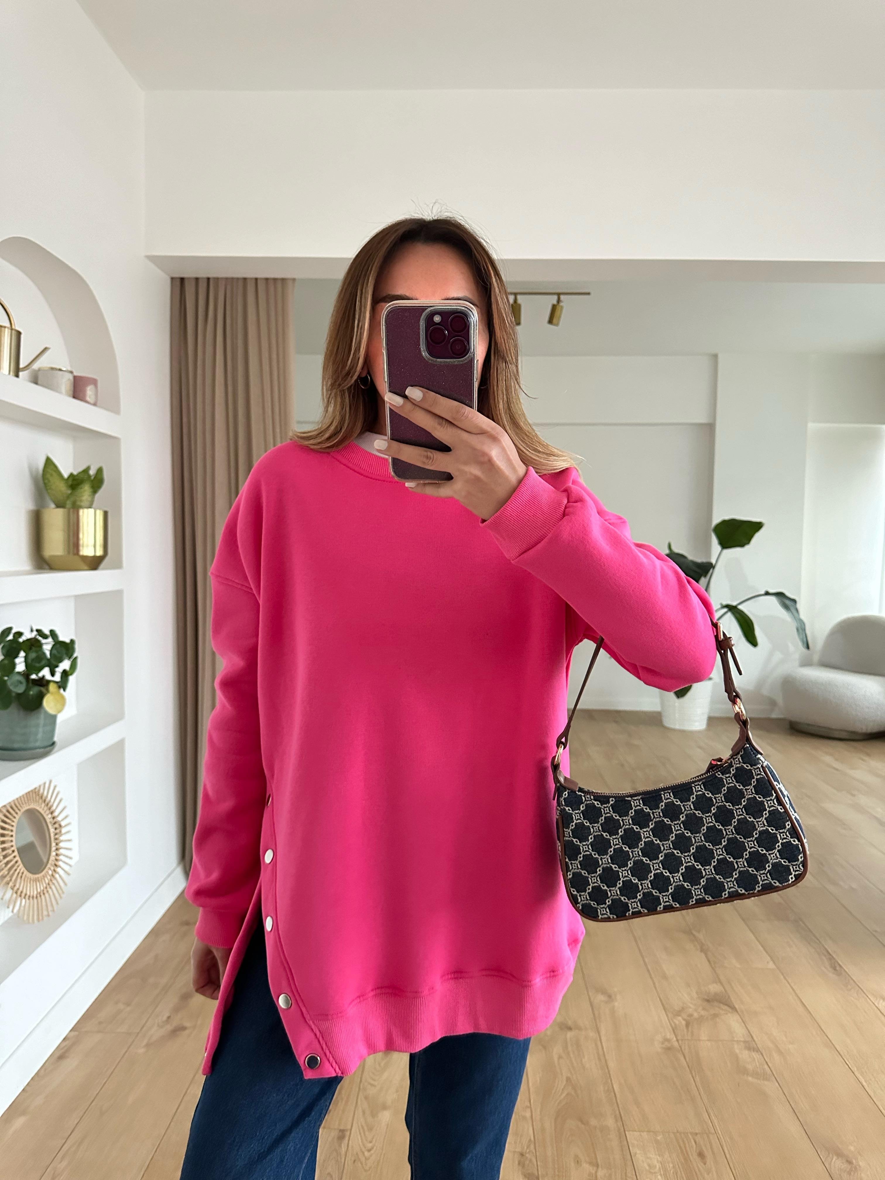FUŞYA OVERSIZE ÇITÇITLI KALIN SWEAT