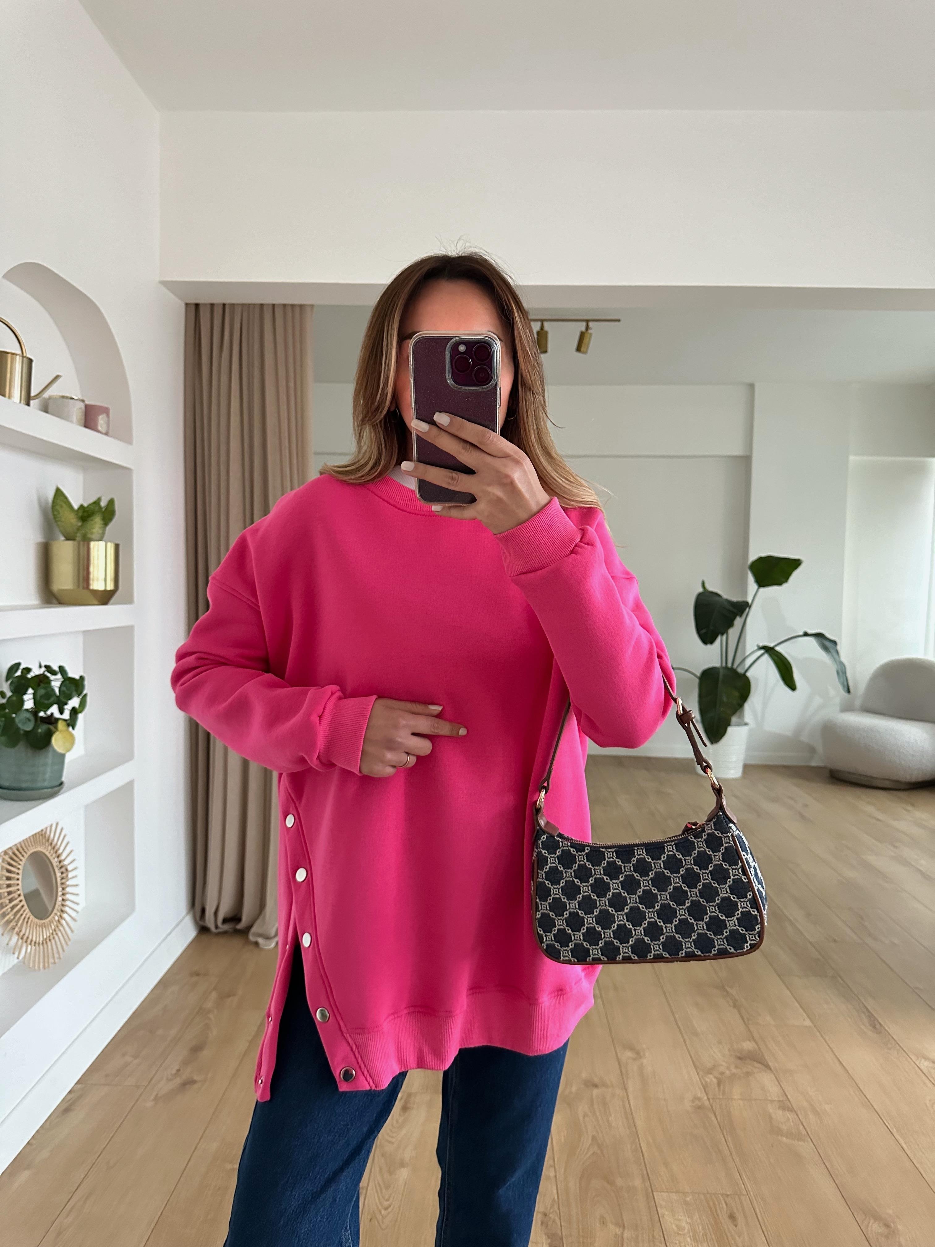 FUŞYA OVERSIZE ÇITÇITLI KALIN SWEAT