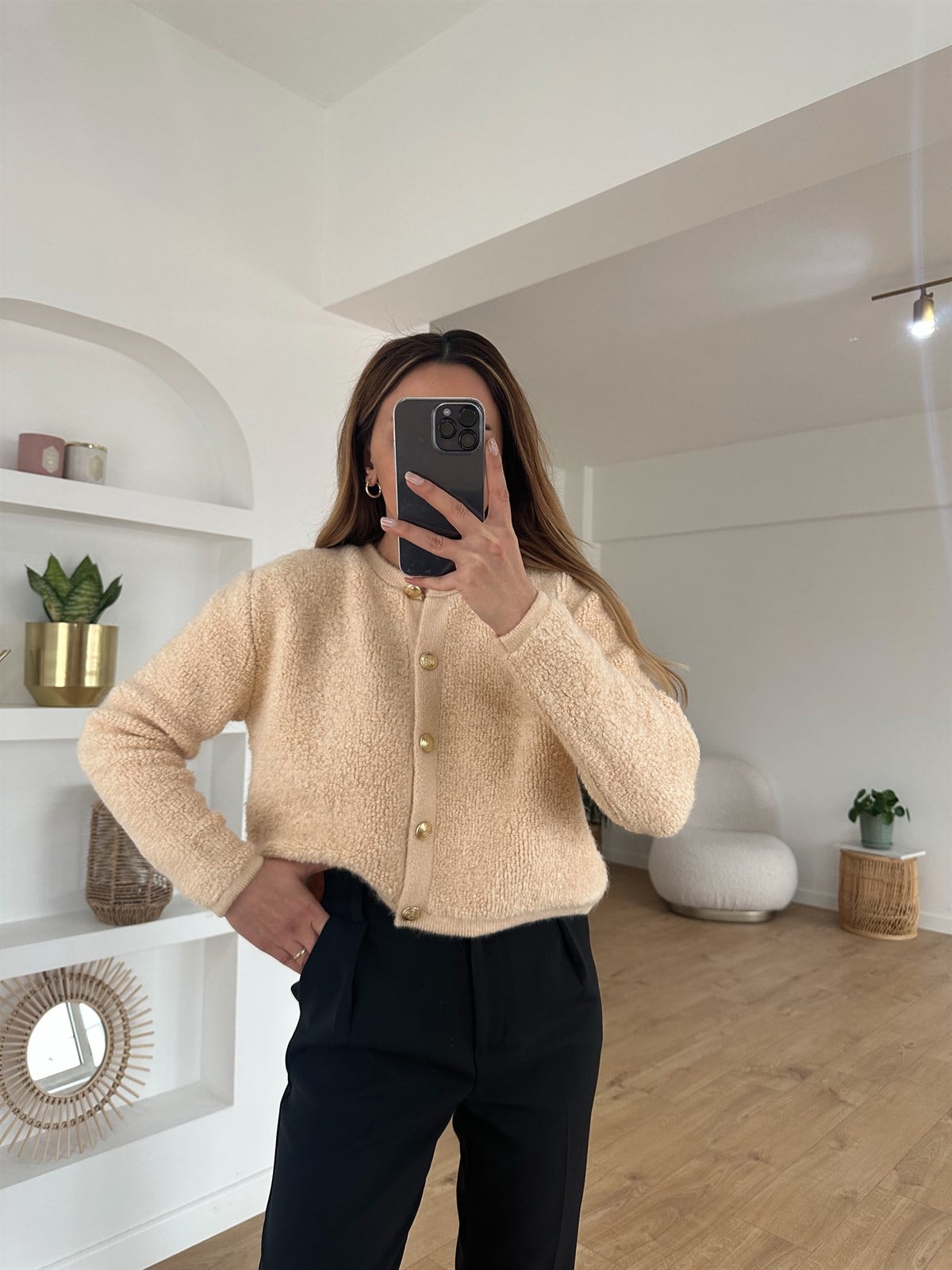 GOLD DÜĞMELİ TEDDY HIRKA