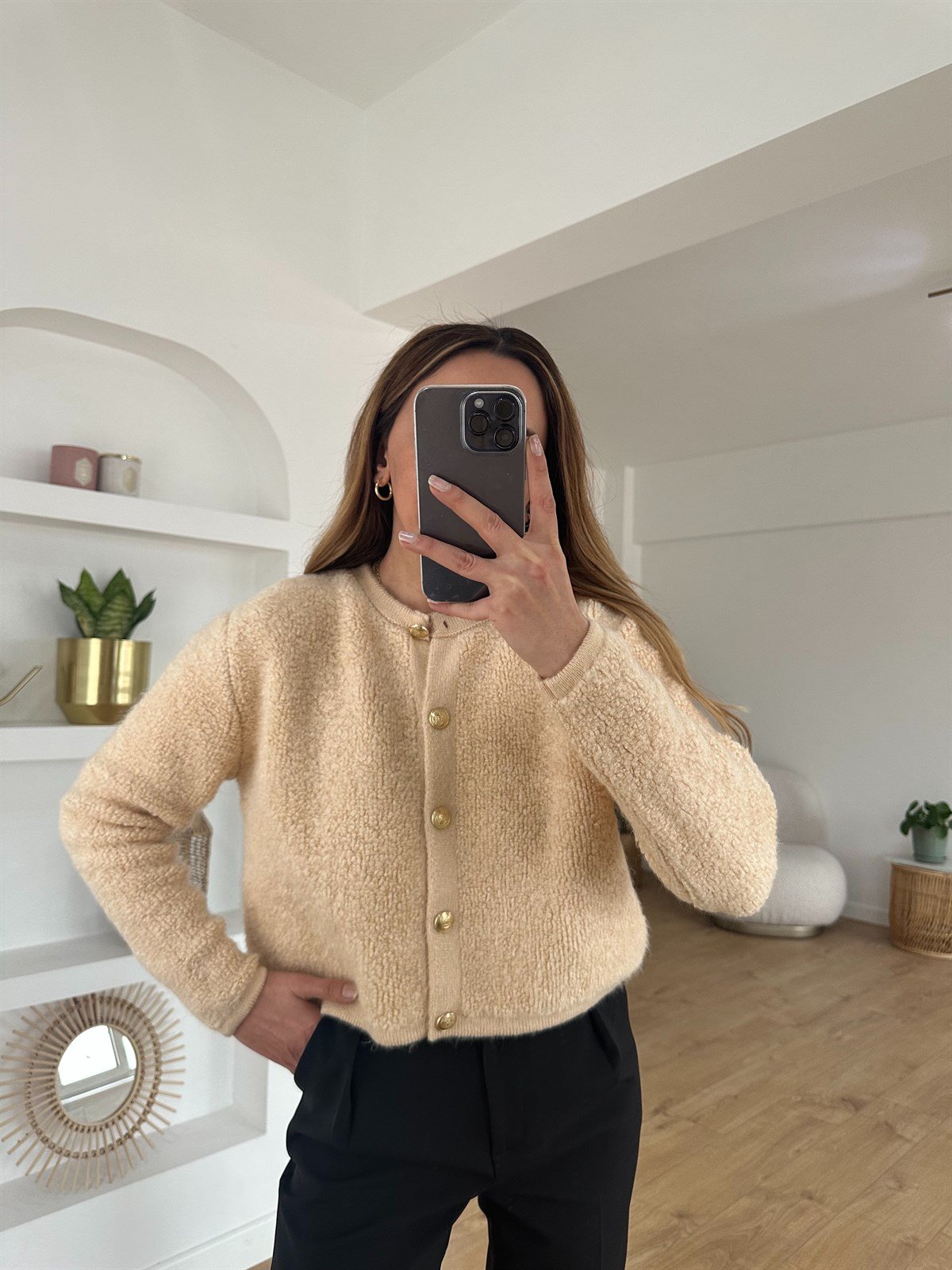 GOLD DÜĞMELİ TEDDY HIRKA