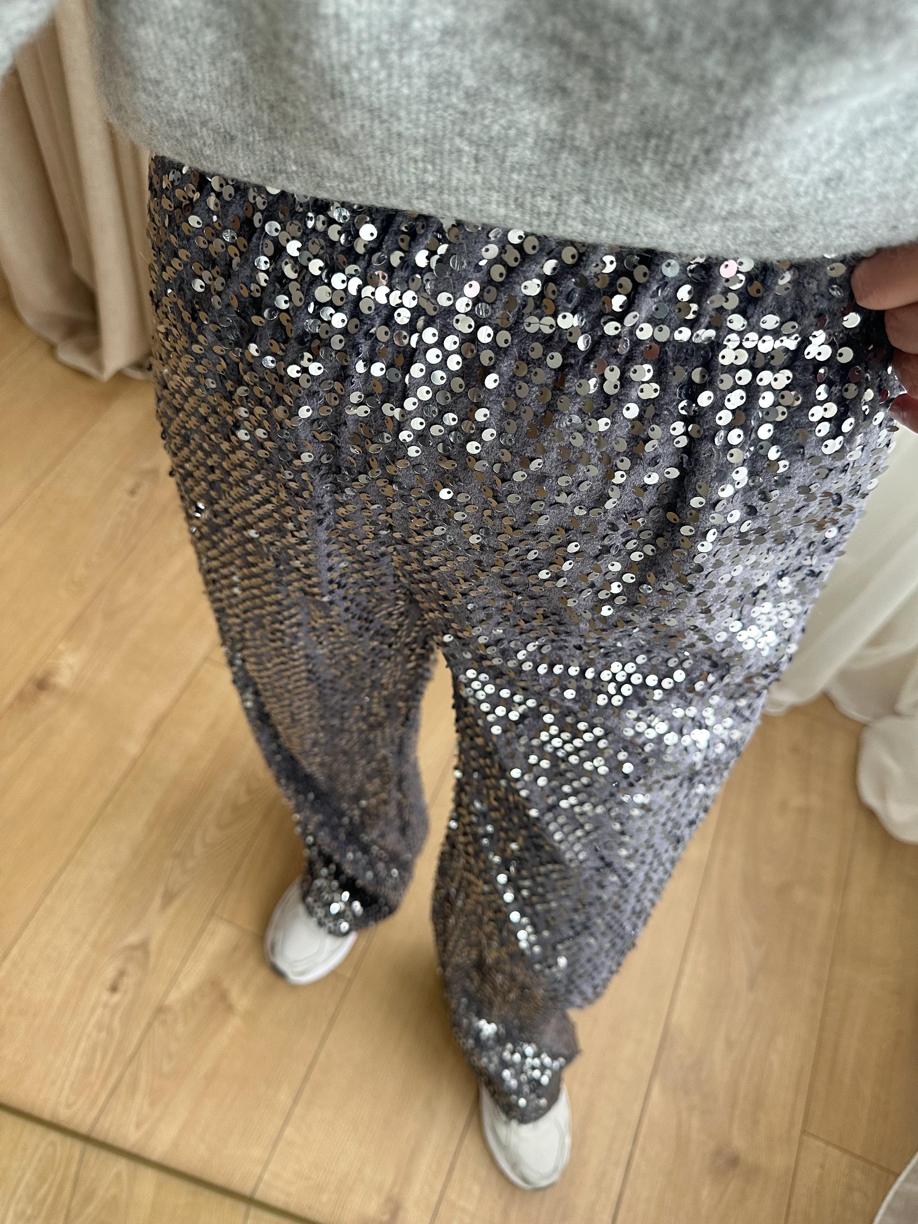 GRİ  ASTARLI PULLU PANTLON