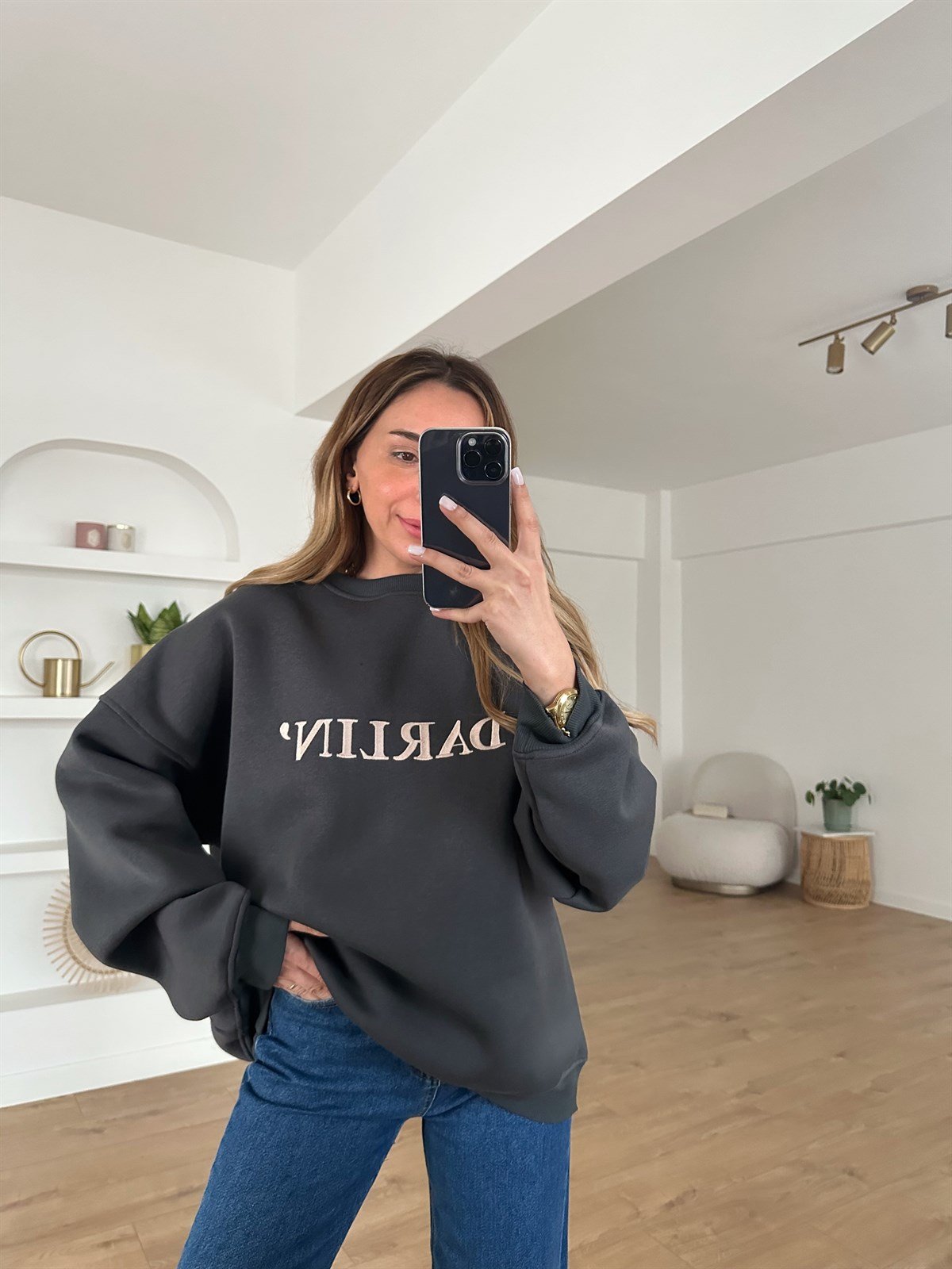 GRİ DARLIN NAKIŞLI SWEAT