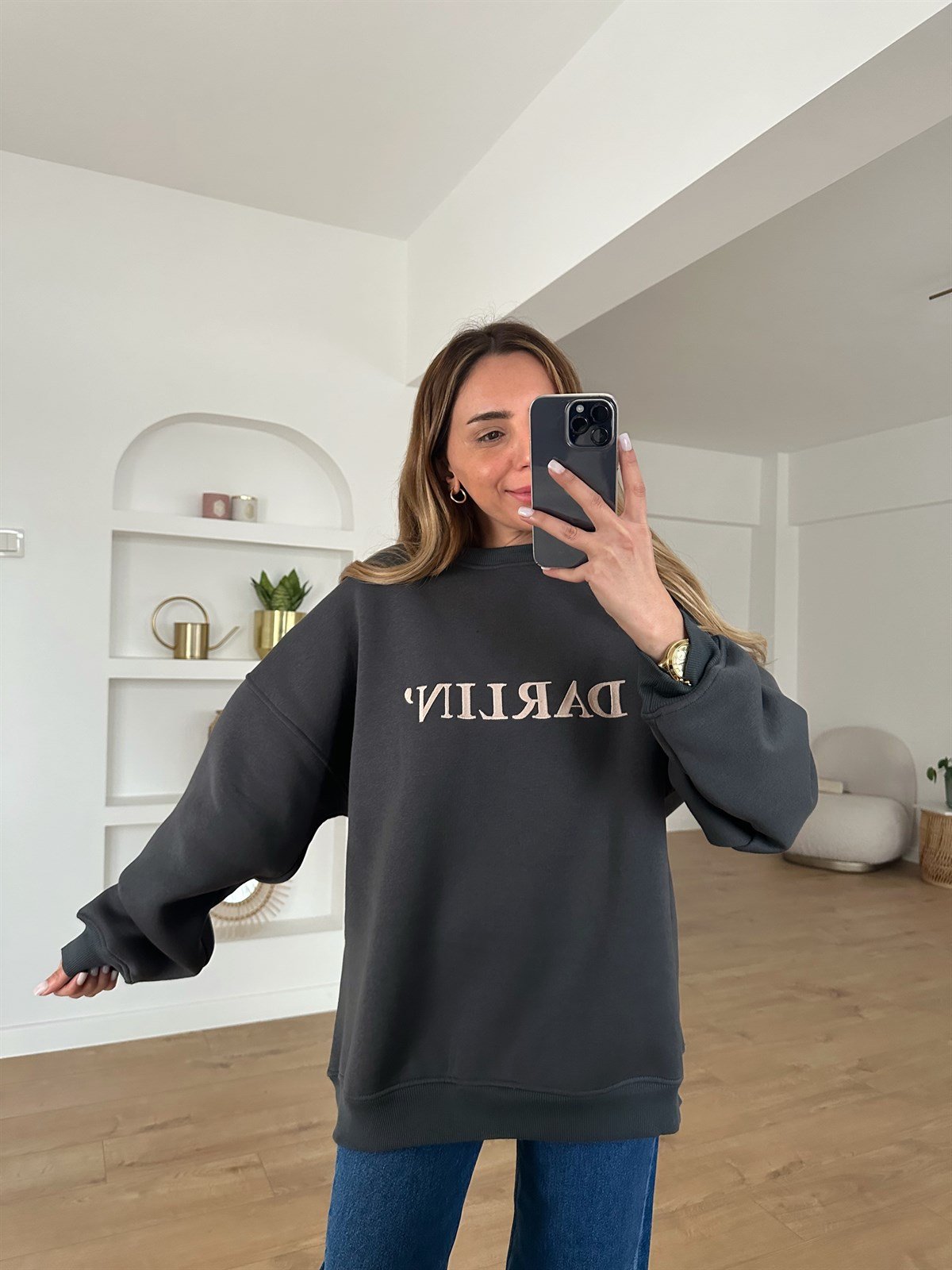 GRİ DARLIN NAKIŞLI SWEAT
