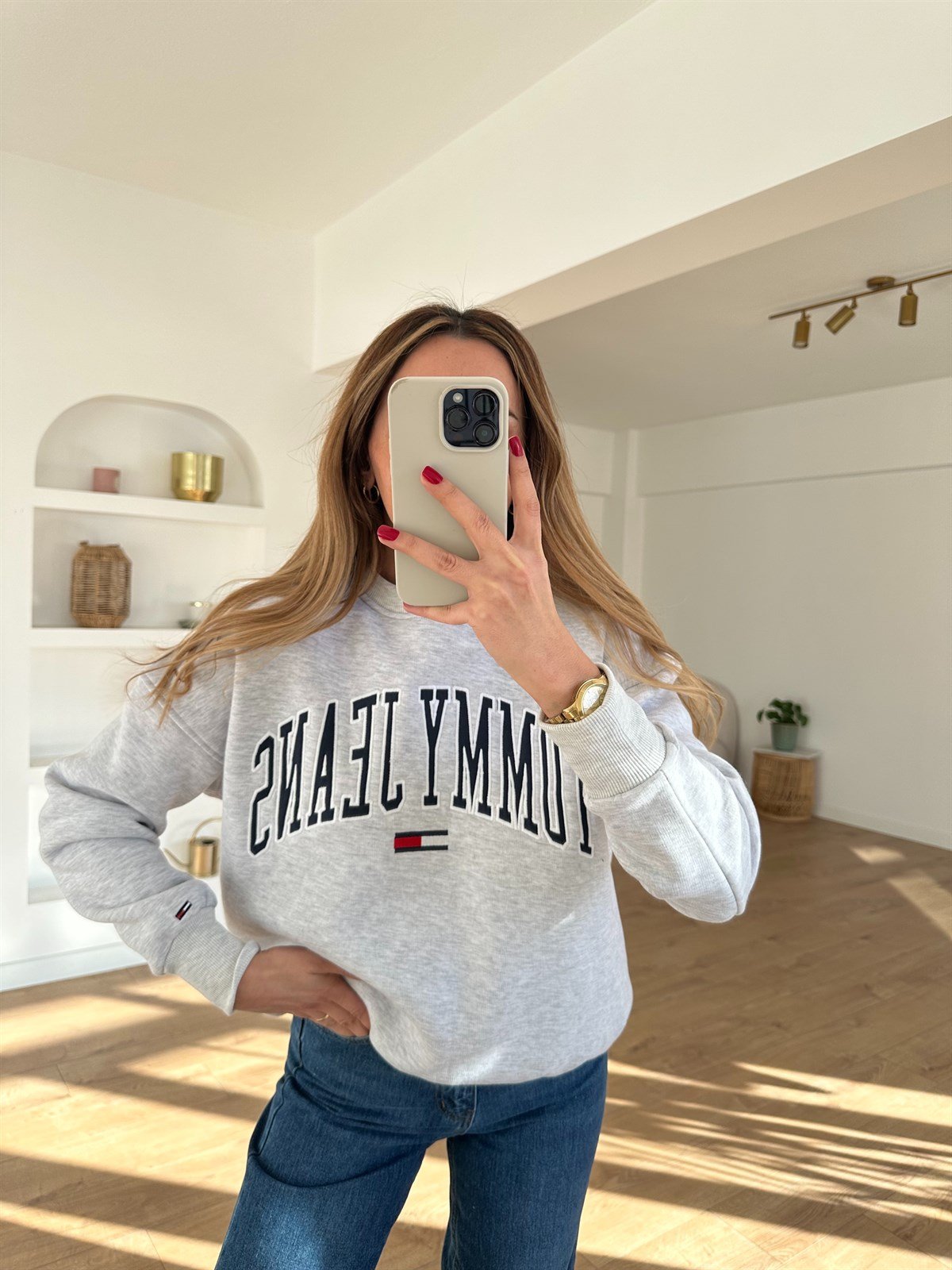 GRİ KALIN ŞARDONLU SWEAT 