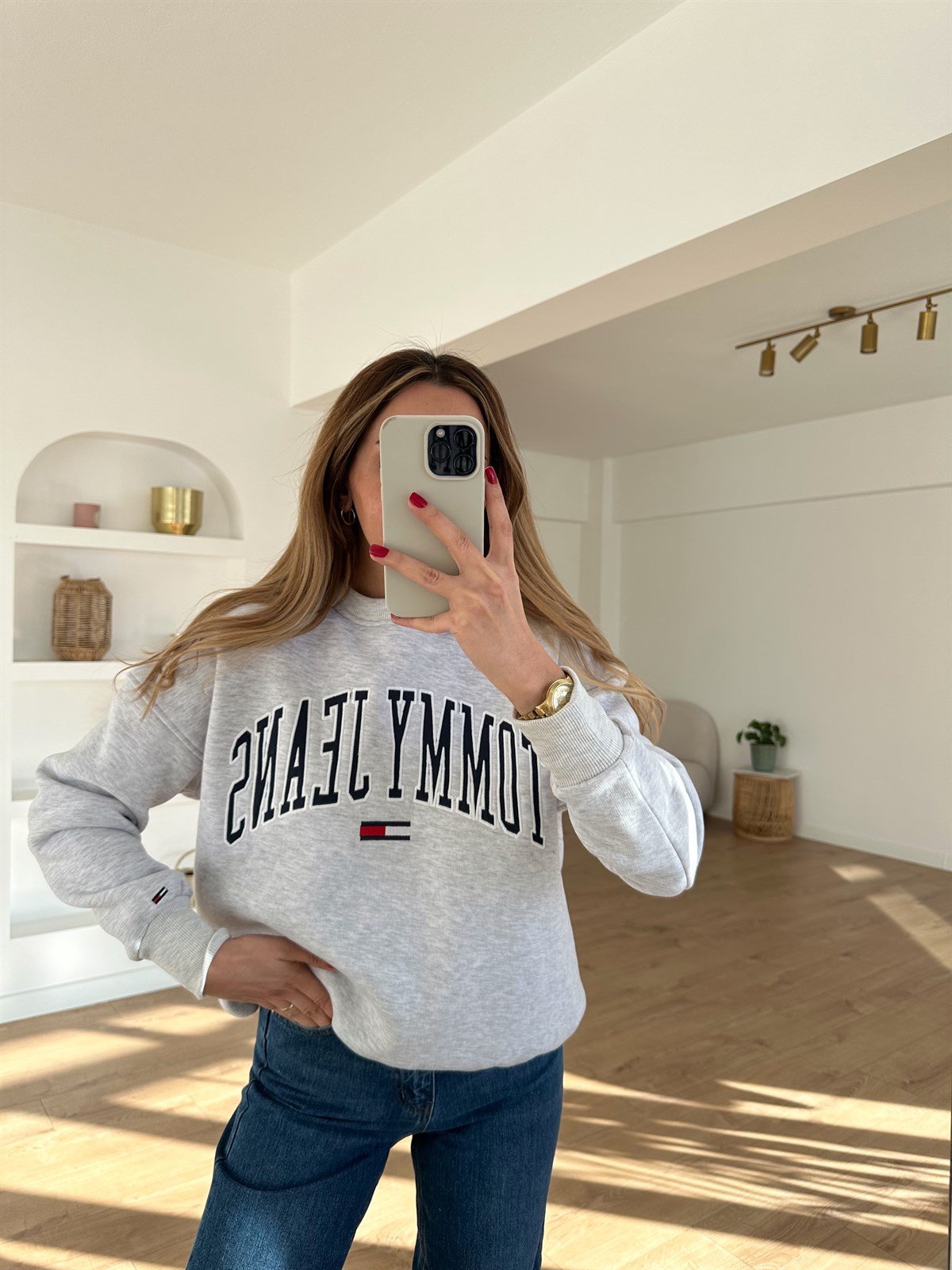 GRİ KALIN ŞARDONLU SWEAT 