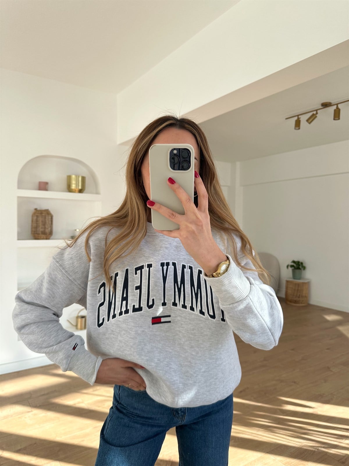 GRİ KALIN ŞARDONLU SWEAT 