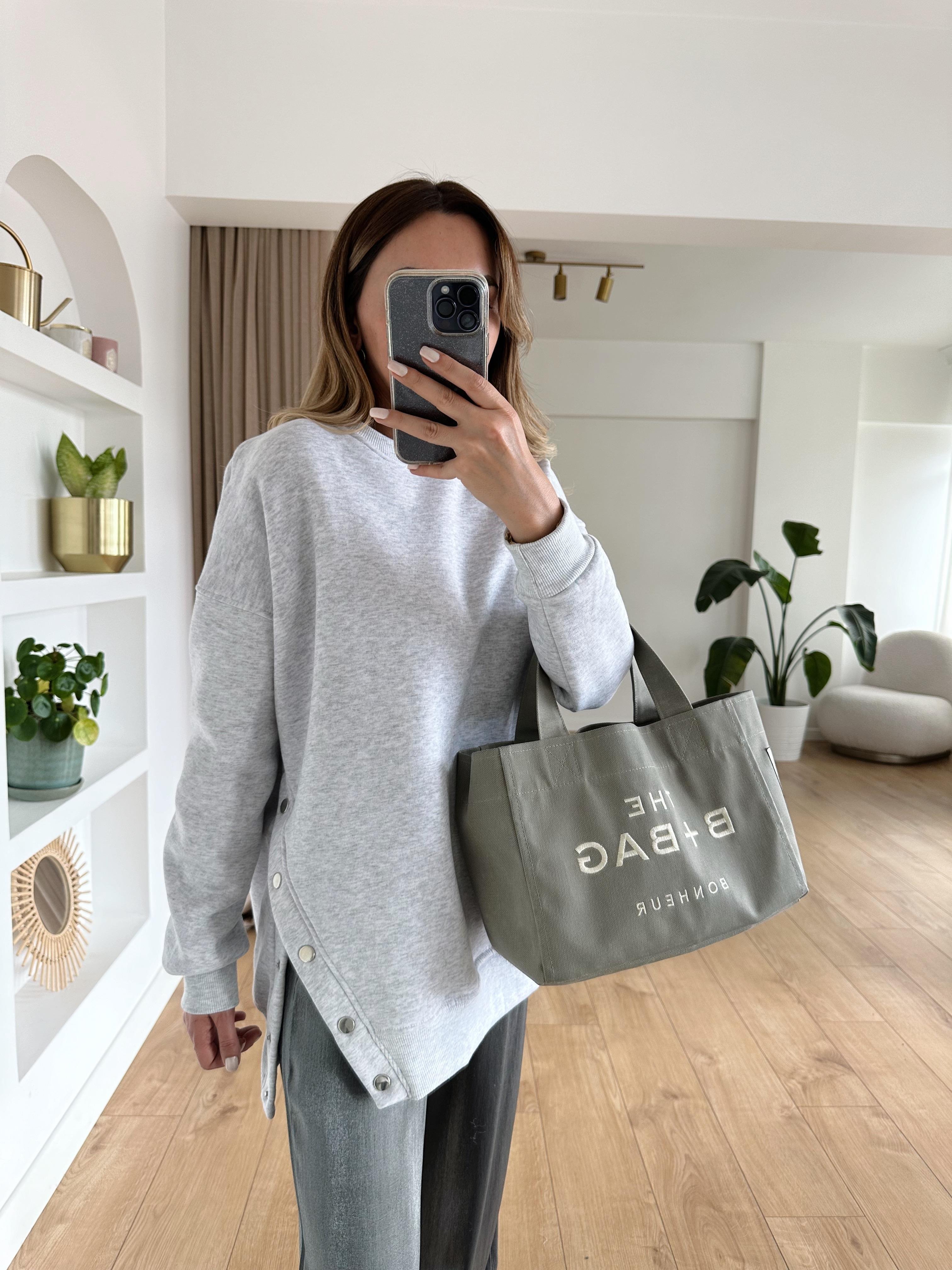GRİ OVERSIZE ÇITÇITLI KALIN SWEAT