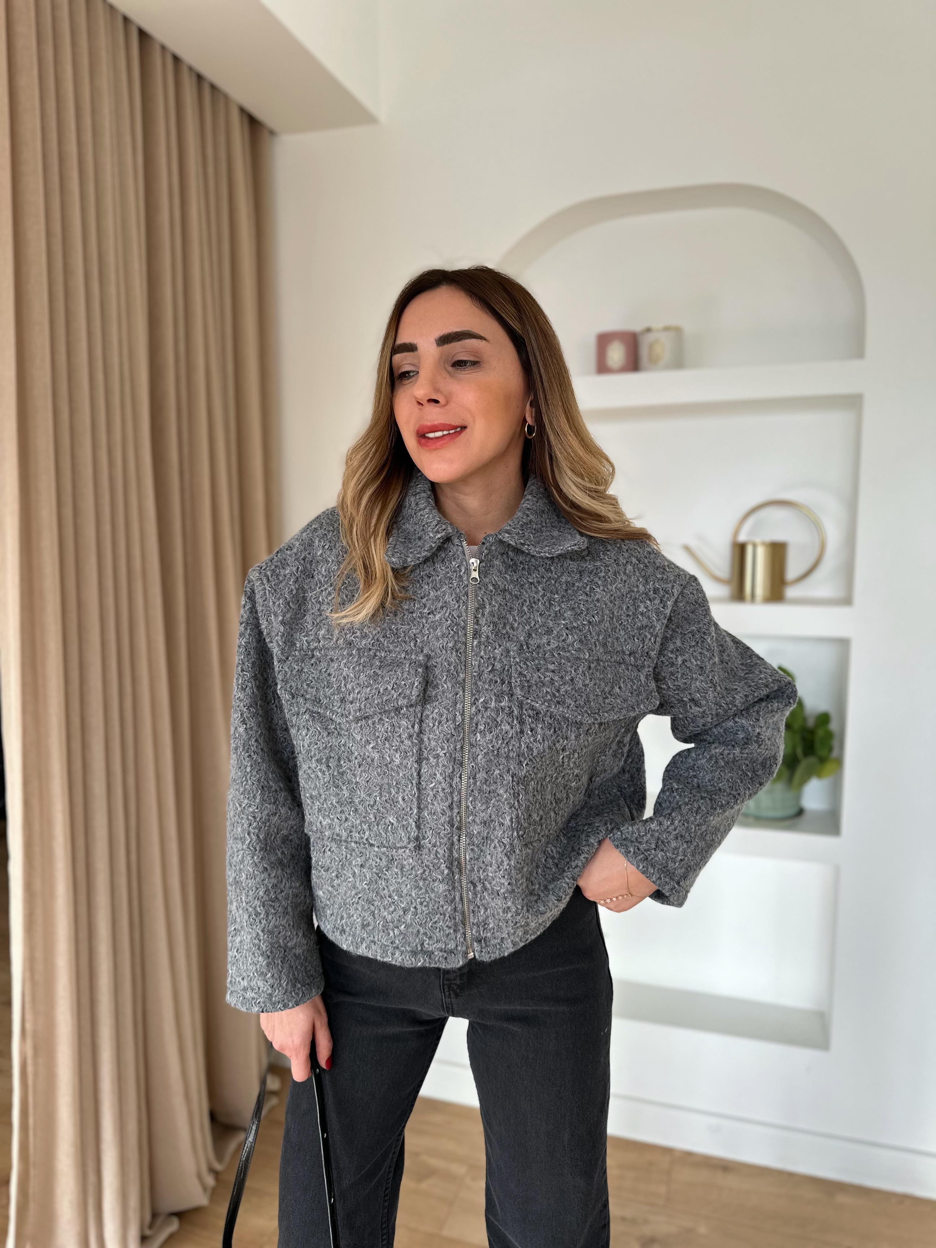 GRİ ZR MODEL BUKLET CEKET