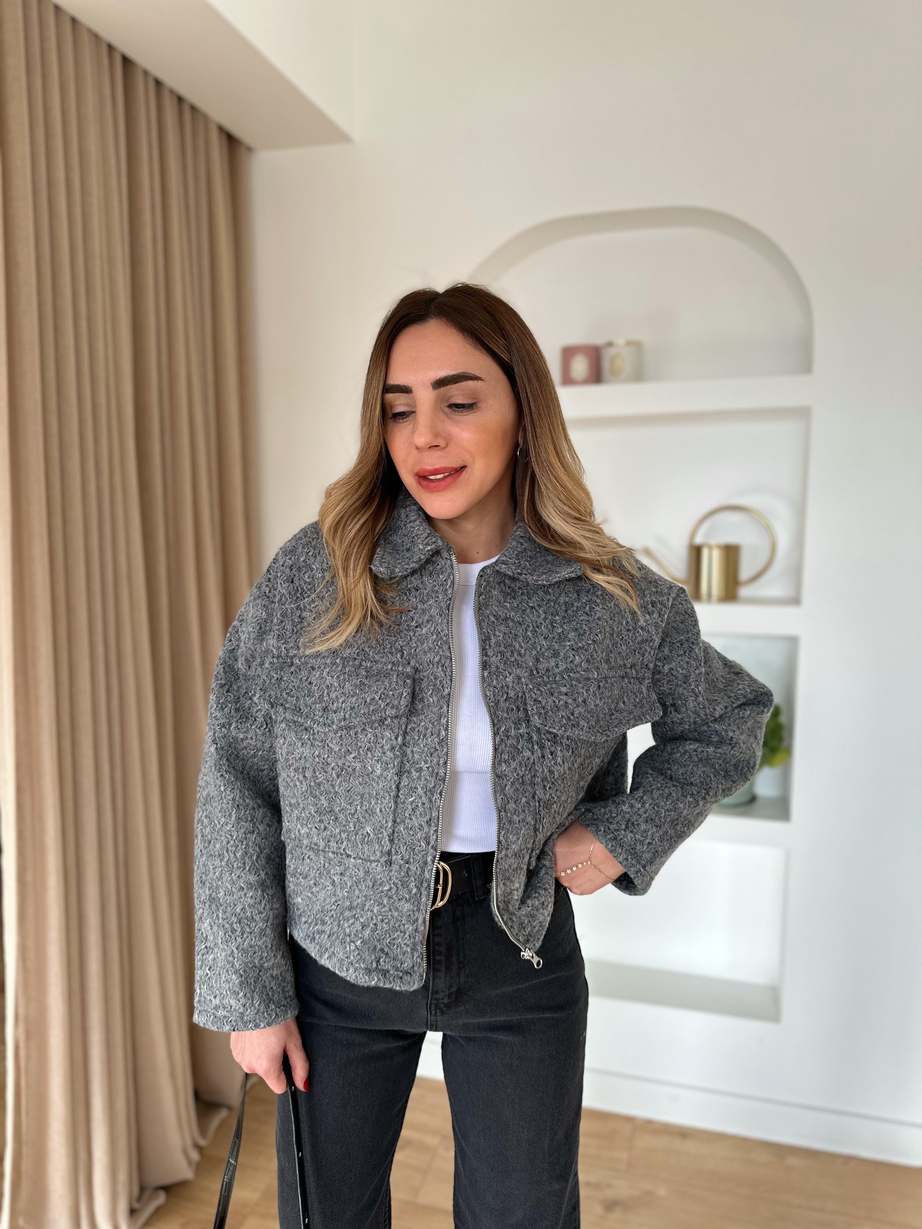 GRİ ZR MODEL BUKLET CEKET