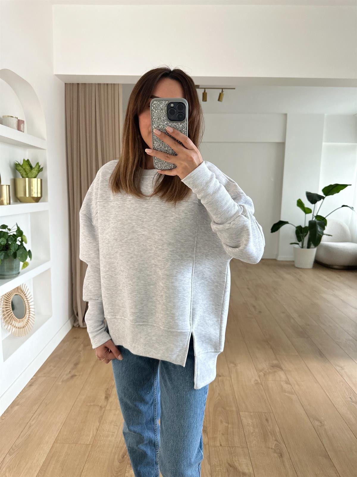 HARPER GRİMELANJ ŞARDONLU TASARIM SWEAT
