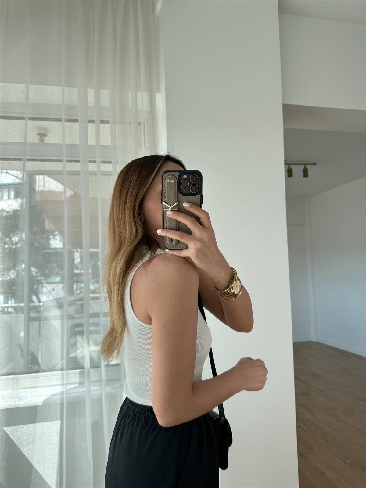 JANE EKRU BİSİKLET YAKA FİTİLLİ ATLET