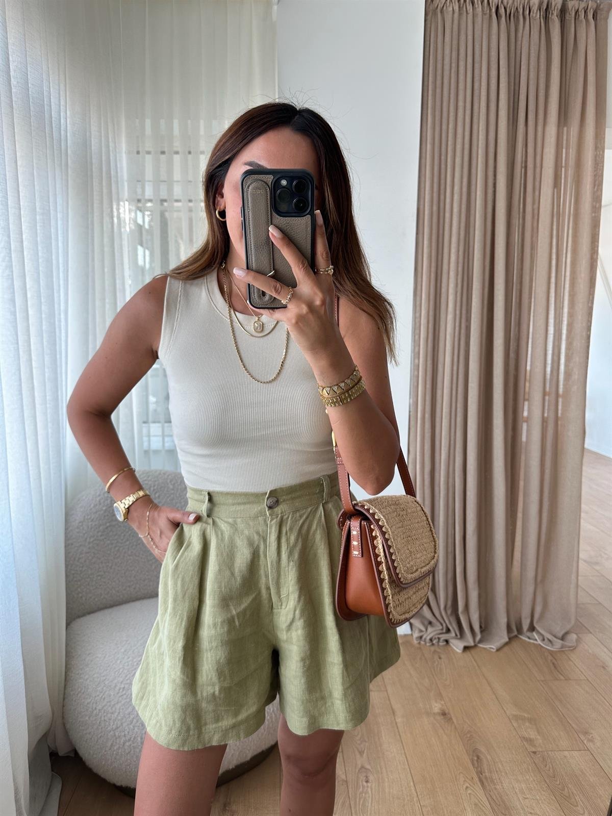JANE KREM BİSİKLET YAKA FİTİLLİ KISA ATLET