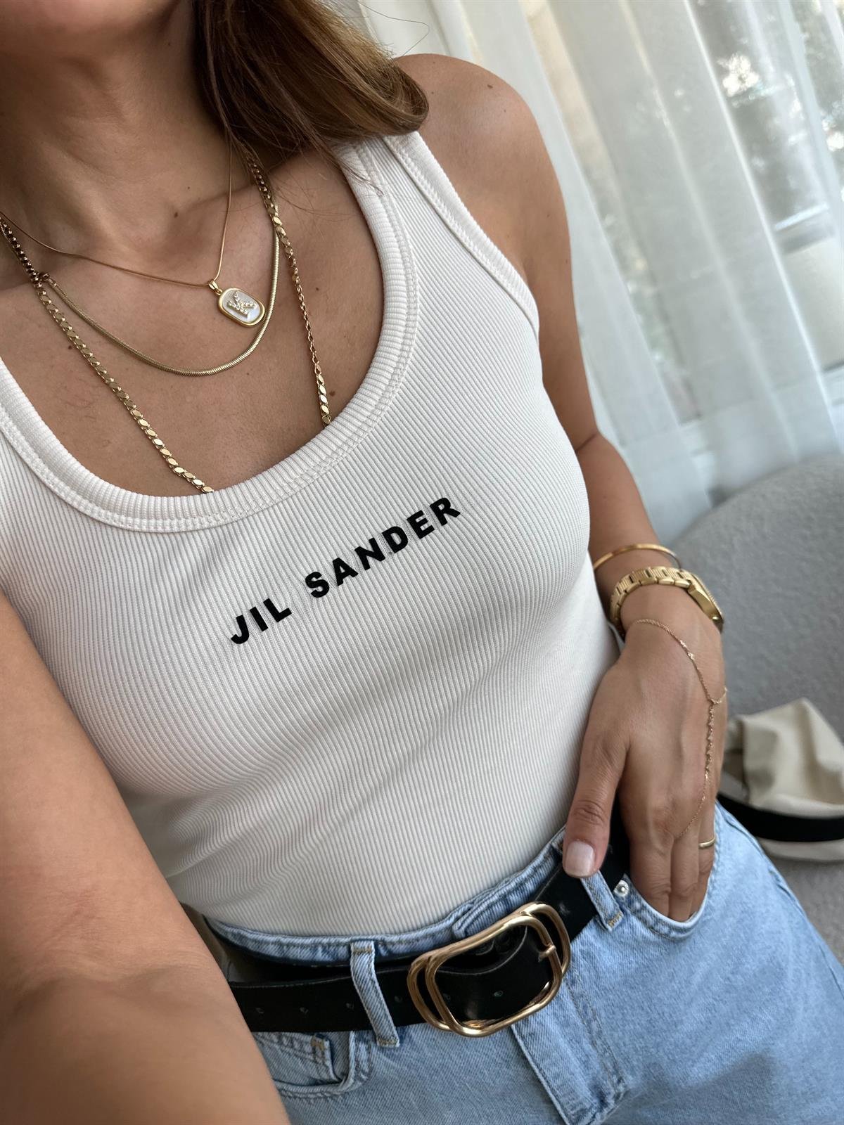 JIL SANDER BEJ FİTİLLİ PREMİUM ATLET