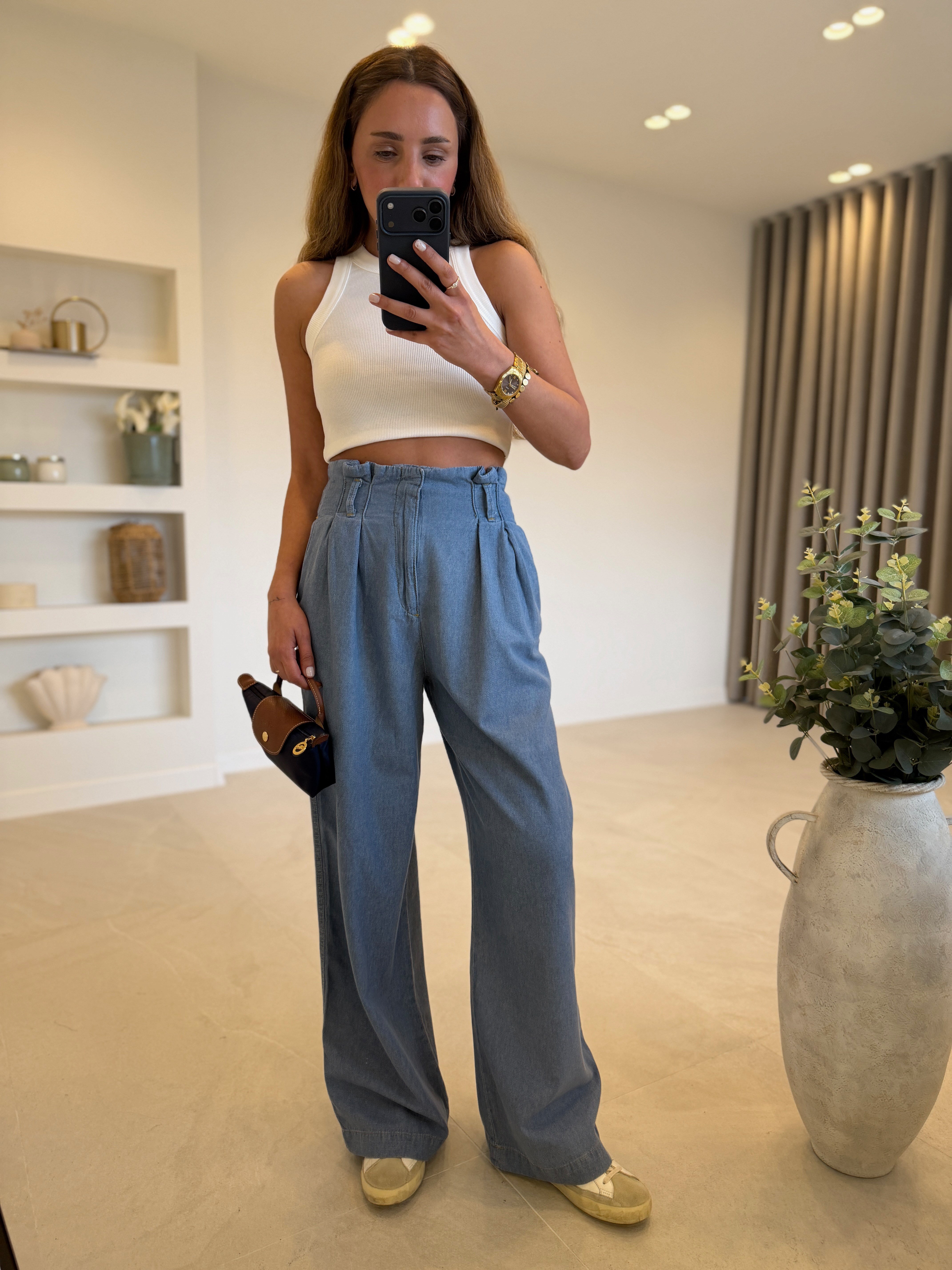JMF ZR Bel Detaylı  Mavi Denim Pantolon