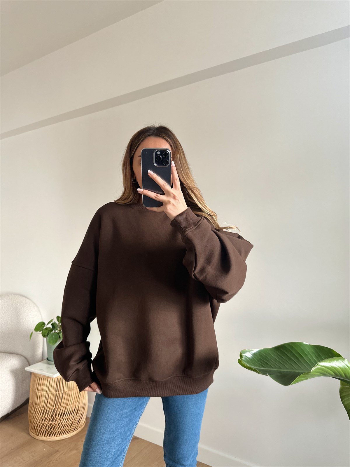 KAHVE OVERSİZE SWEAT