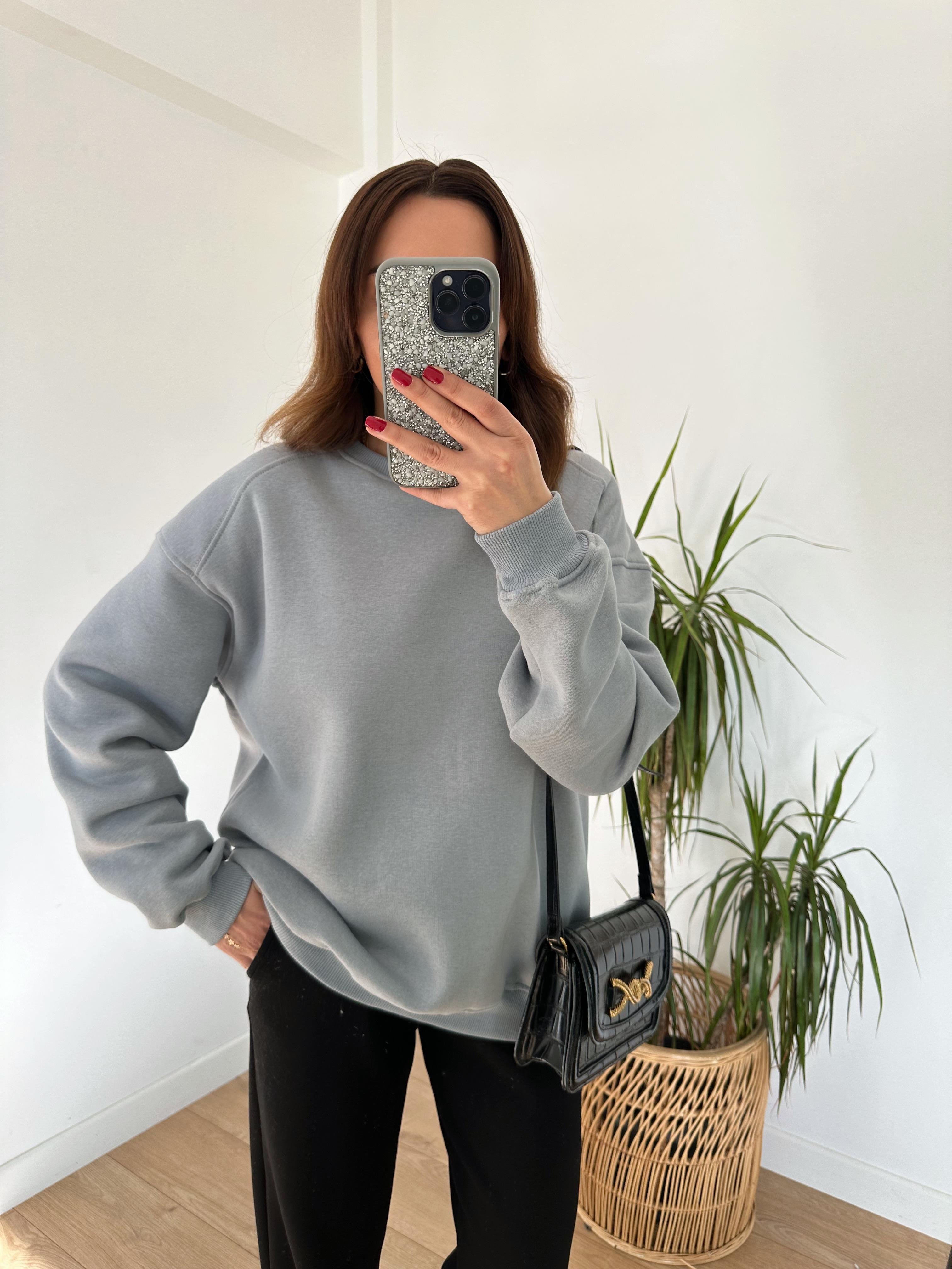 KAREN AÇIK MAVİ ŞARDONLU OVERSIZE SWEAT