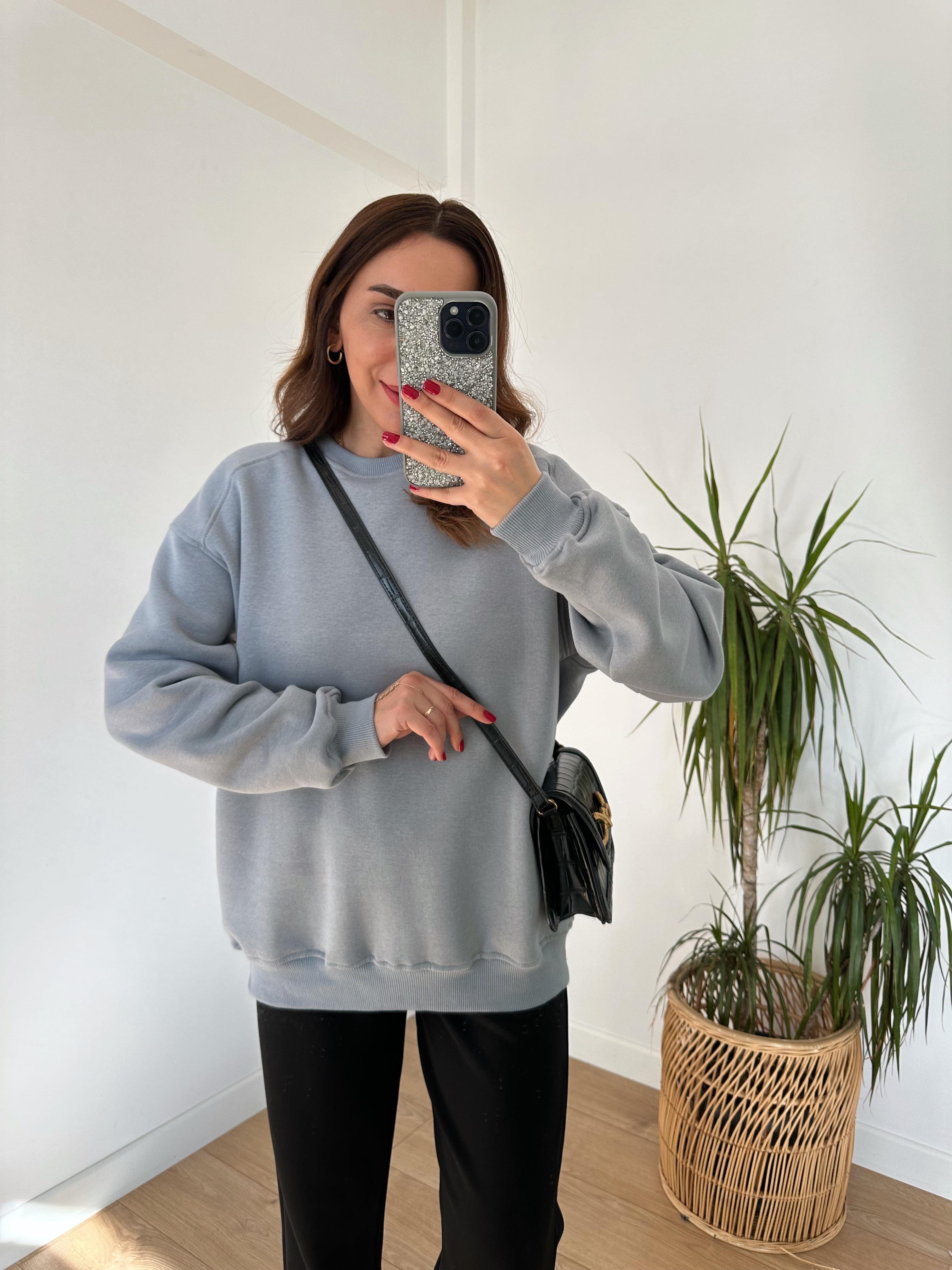 KAREN AÇIK MAVİ ŞARDONLU OVERSIZE SWEAT