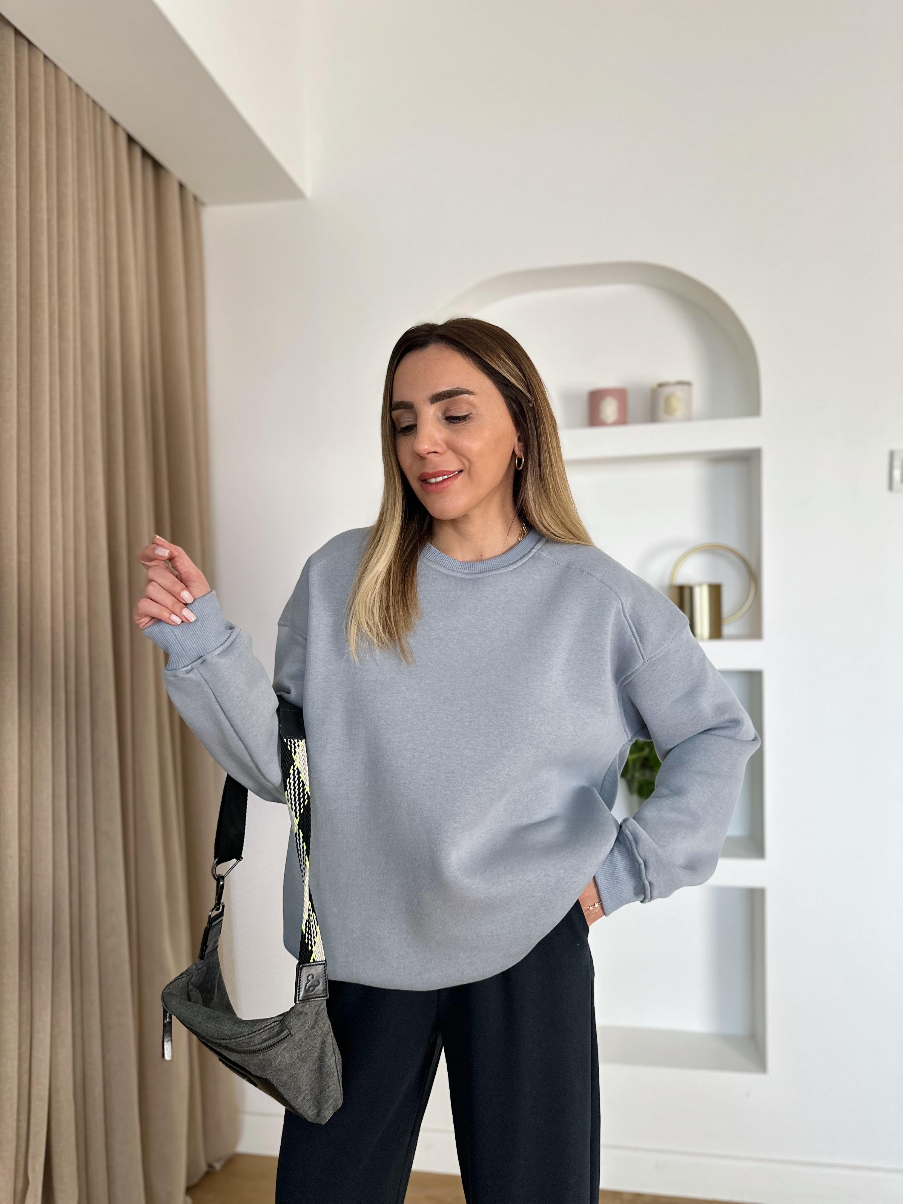 KAREN AÇIK MAVİ ŞARDONLU OVERSIZE SWEAT