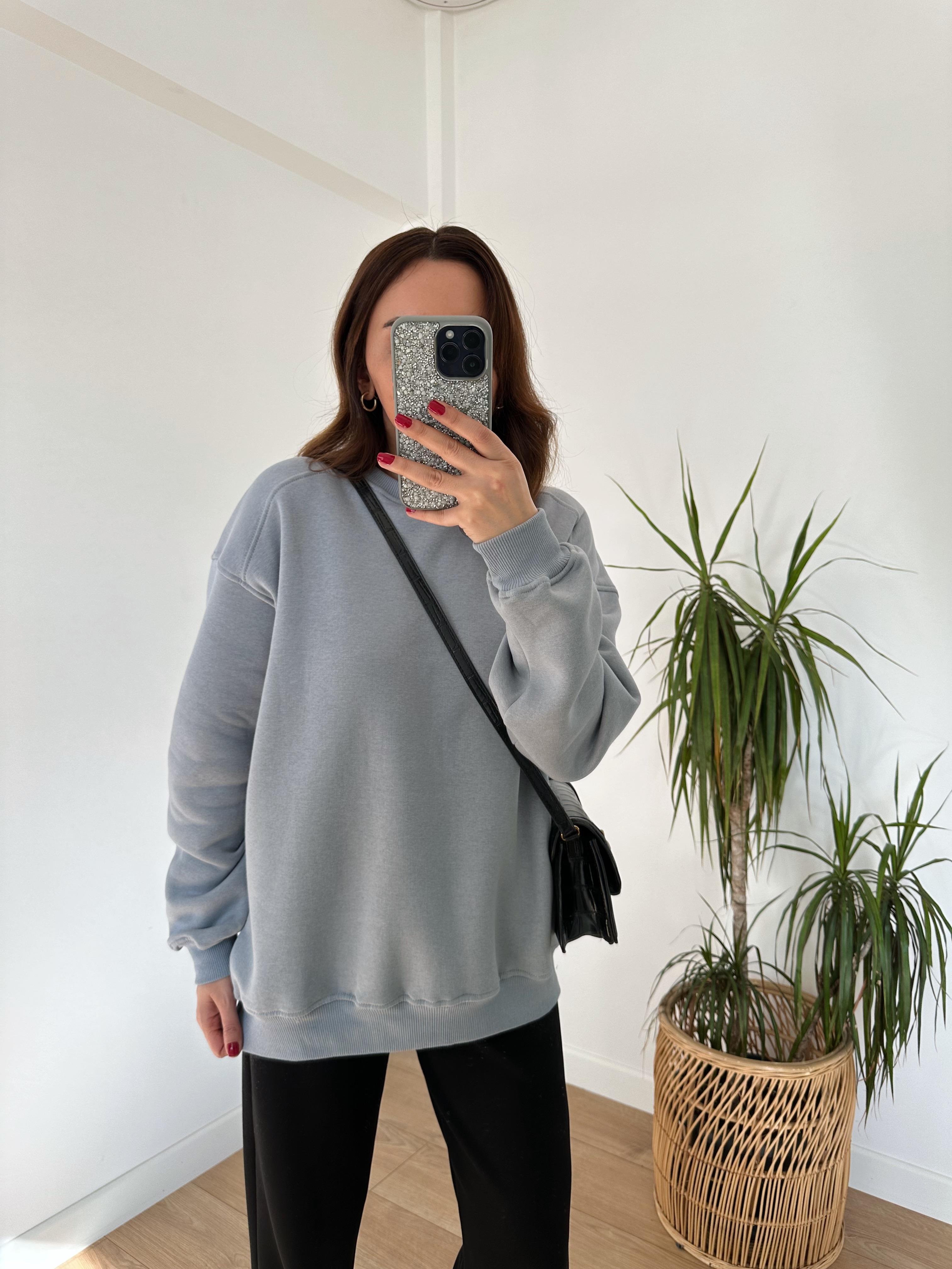 KAREN AÇIK MAVİ ŞARDONLU OVERSIZE SWEAT