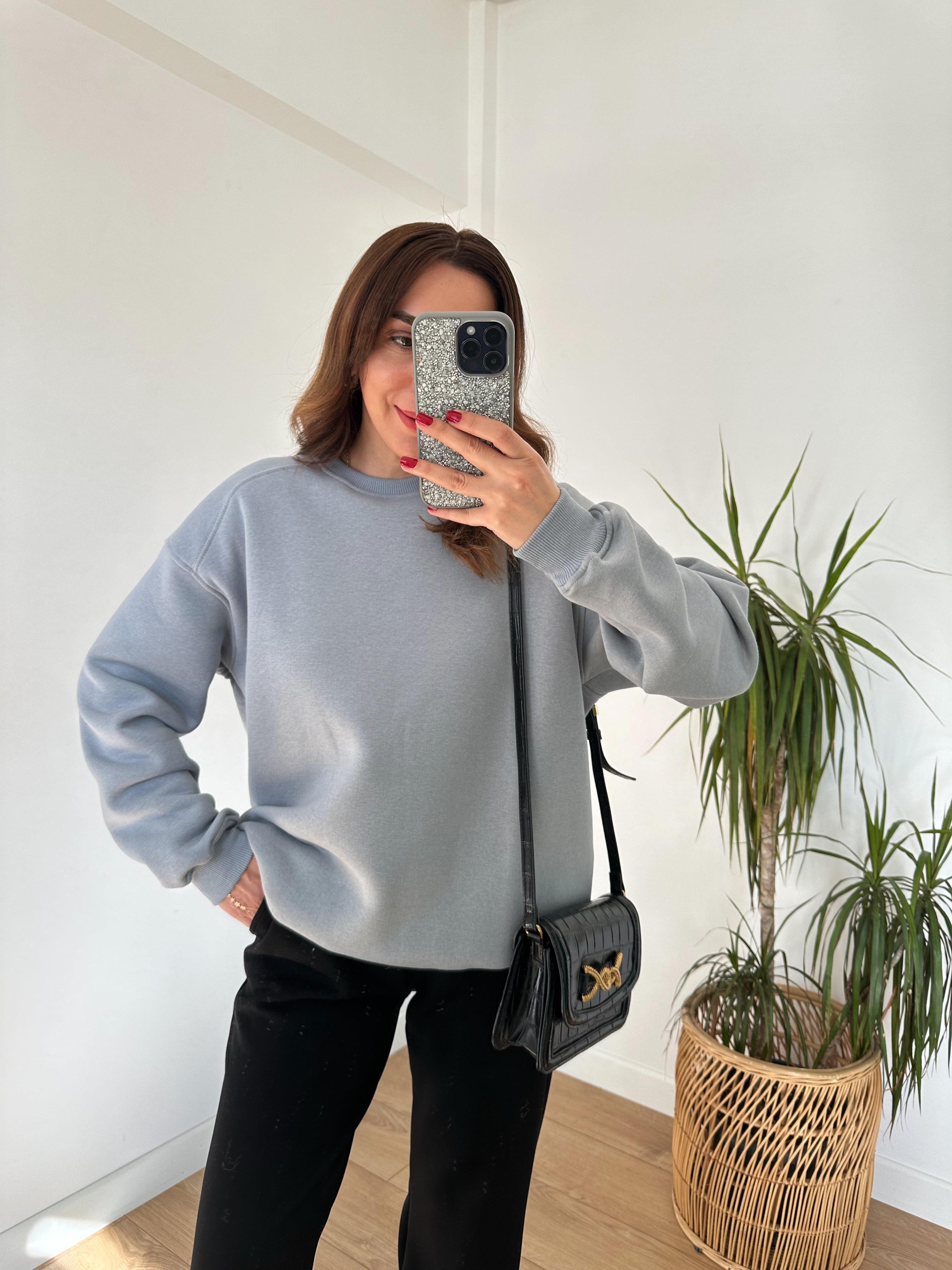 KAREN AÇIK MAVİ ŞARDONLU OVERSIZE SWEAT