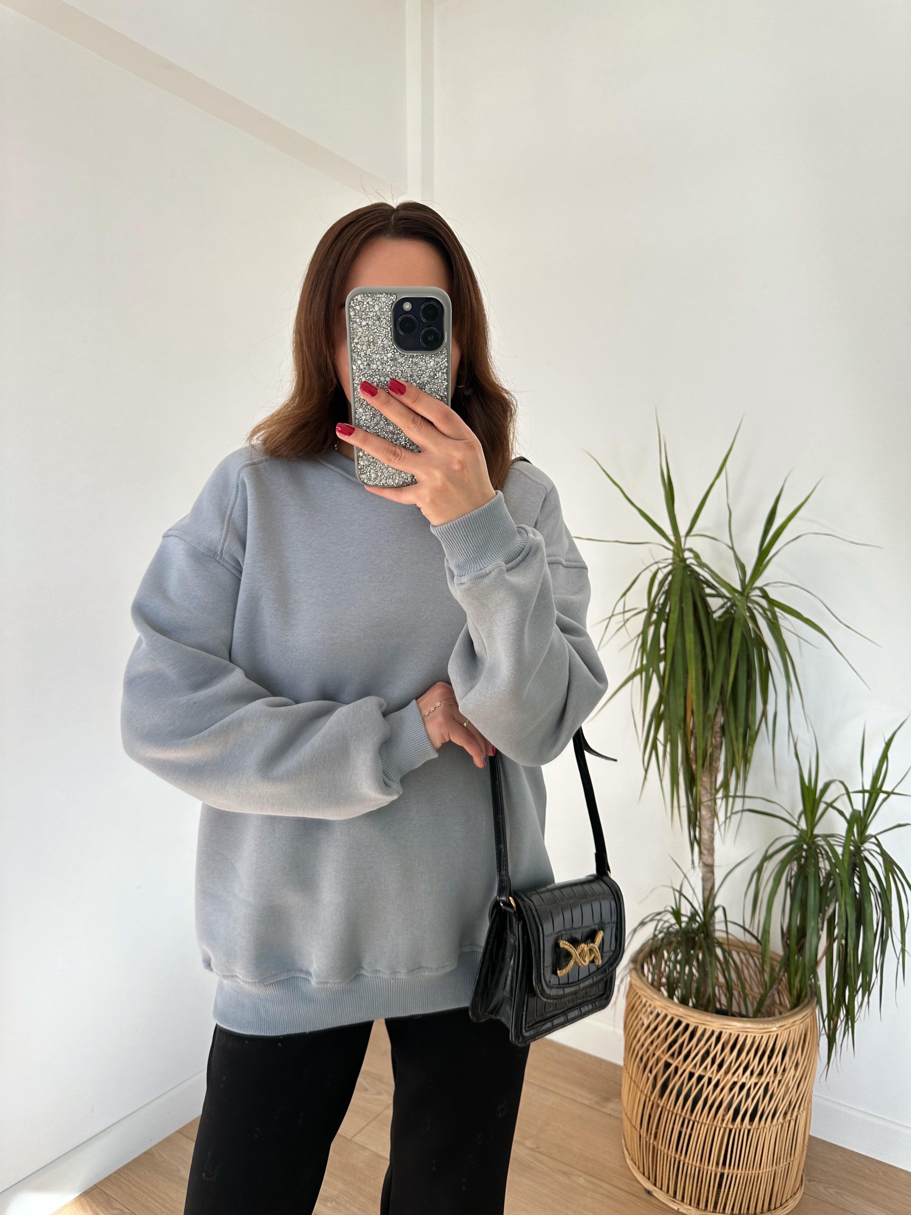 KAREN AÇIK MAVİ ŞARDONLU OVERSIZE SWEAT