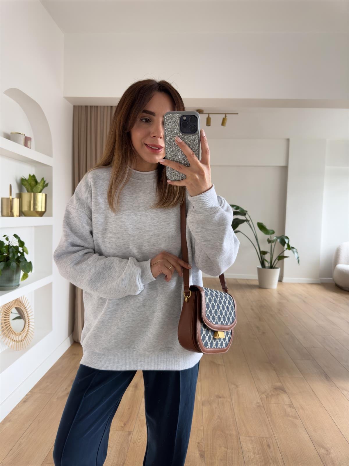 KAREN GRİ ŞARDONLU OVERSIZE SWEAT