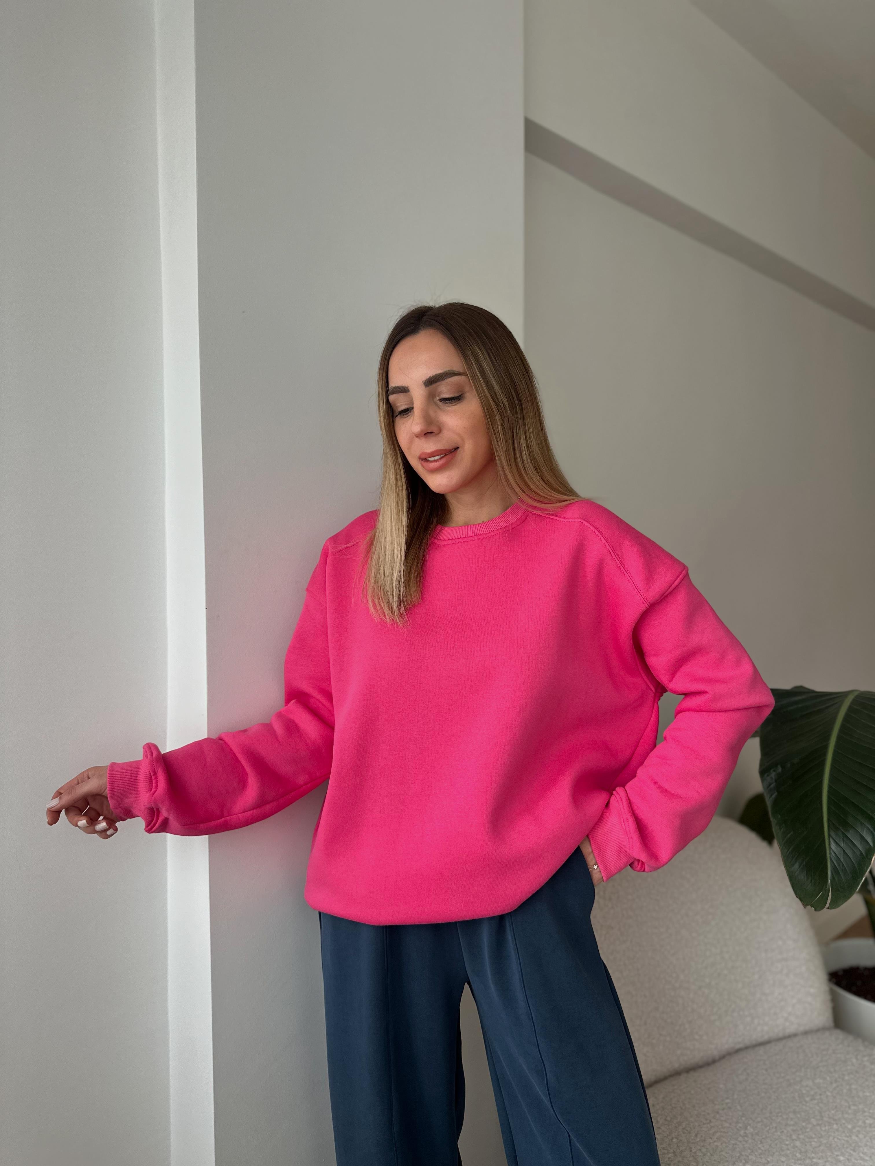 KAREN PEMBE ŞARDONLU OVERSIZE SWEAT