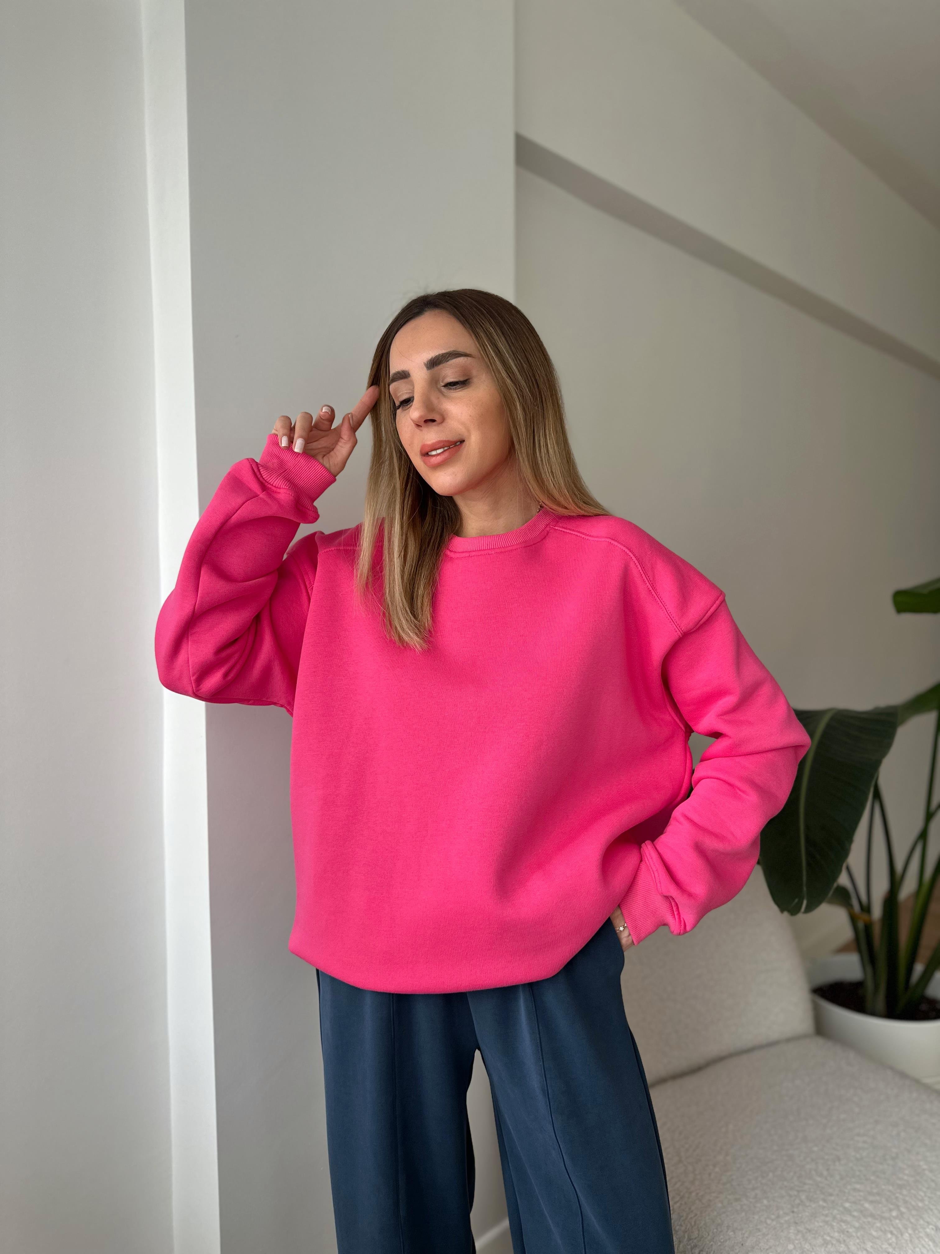 KAREN PEMBE ŞARDONLU OVERSIZE SWEAT