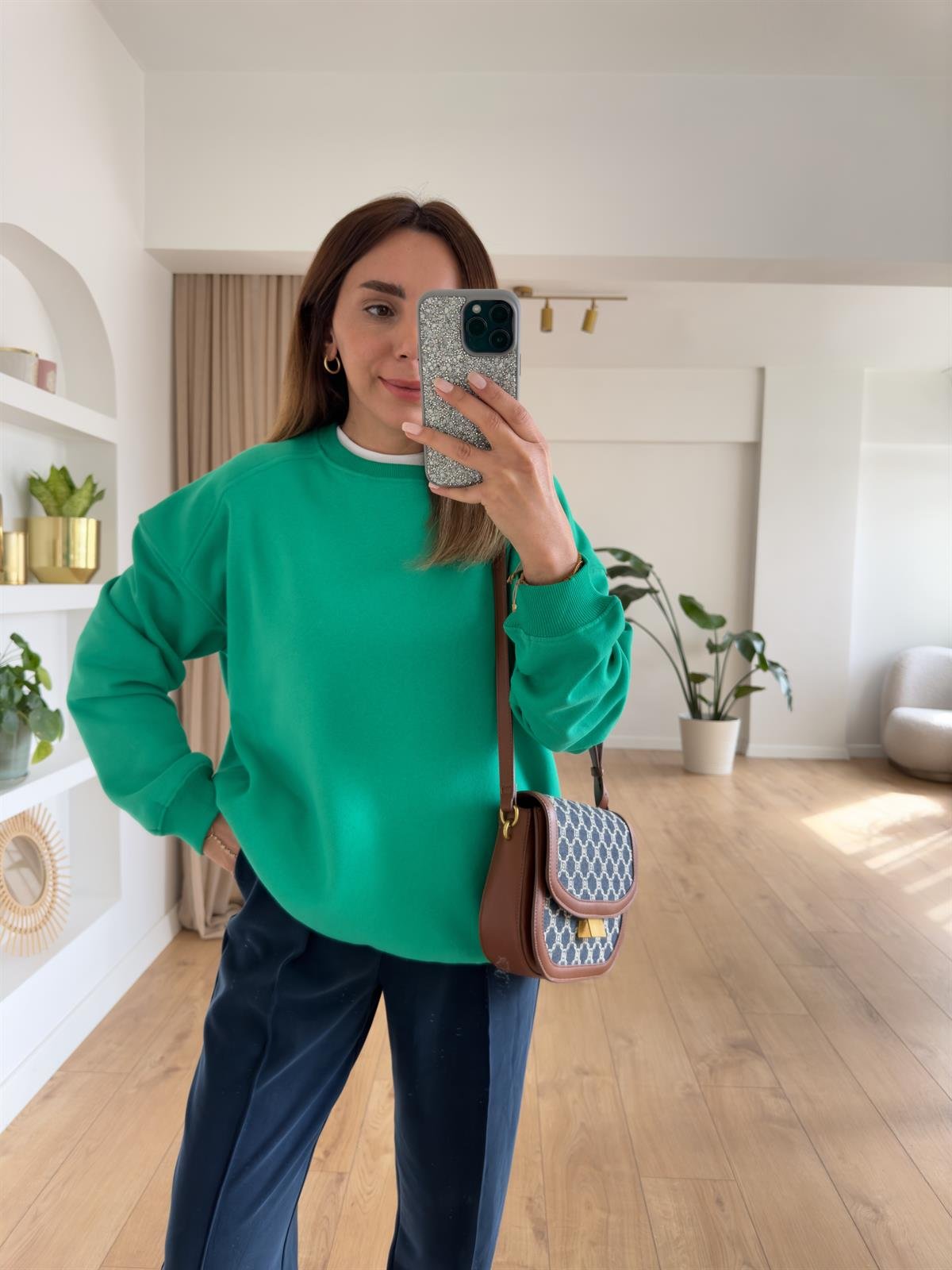 KAREN YEŞİL ŞARDONLU OVERSIZE SWEAT