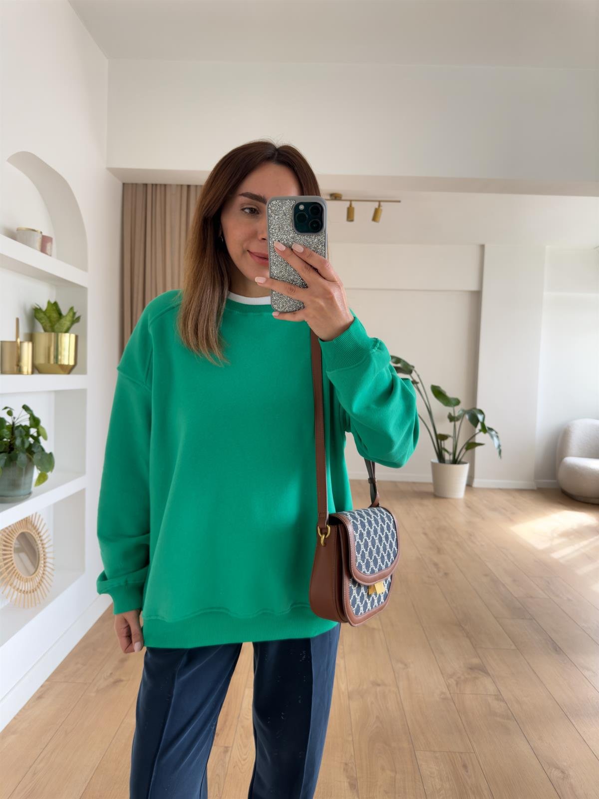KAREN YEŞİL ŞARDONLU OVERSIZE SWEAT