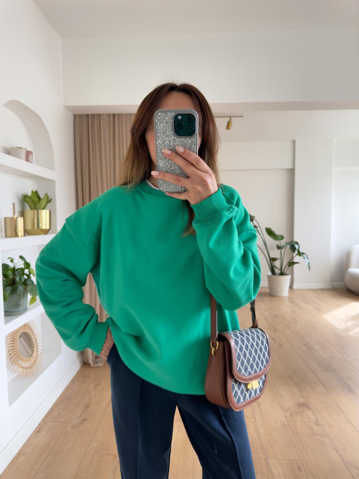 KAREN YEŞİL ŞARDONLU OVERSIZE SWEAT
