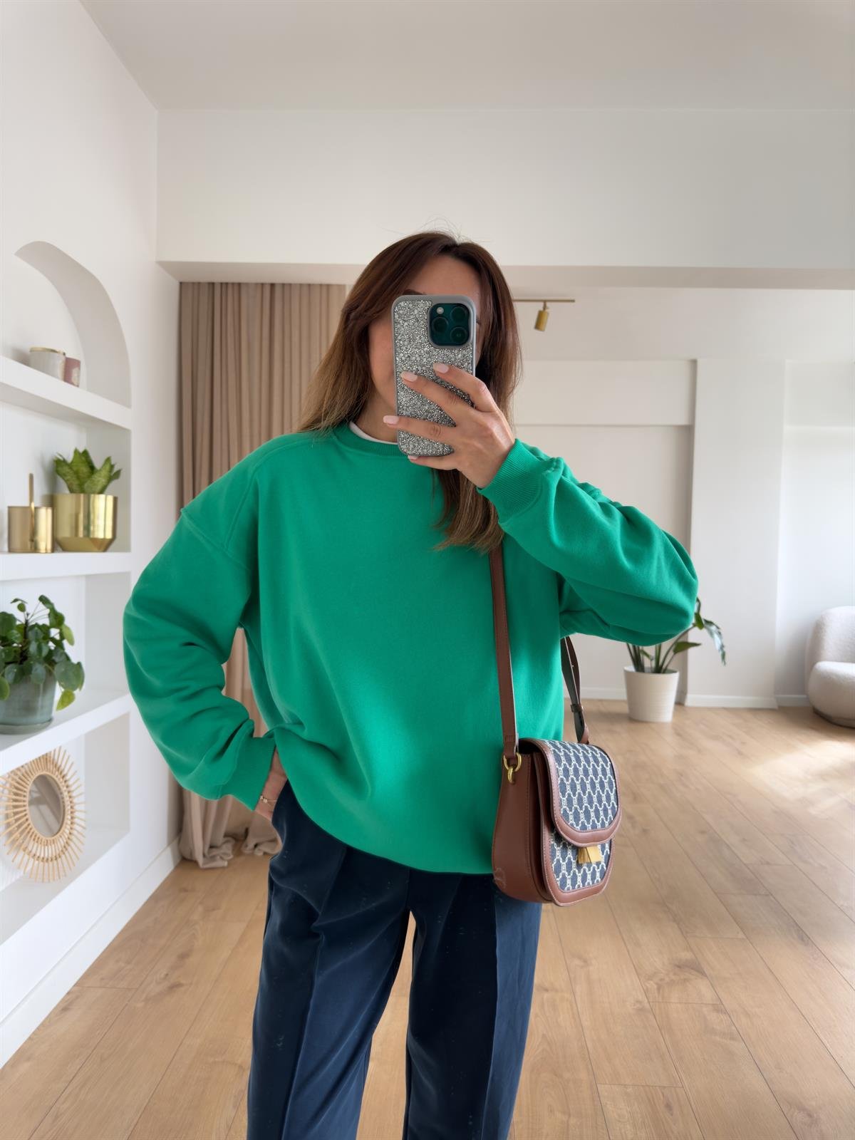 KAREN YEŞİL ŞARDONLU OVERSIZE SWEAT