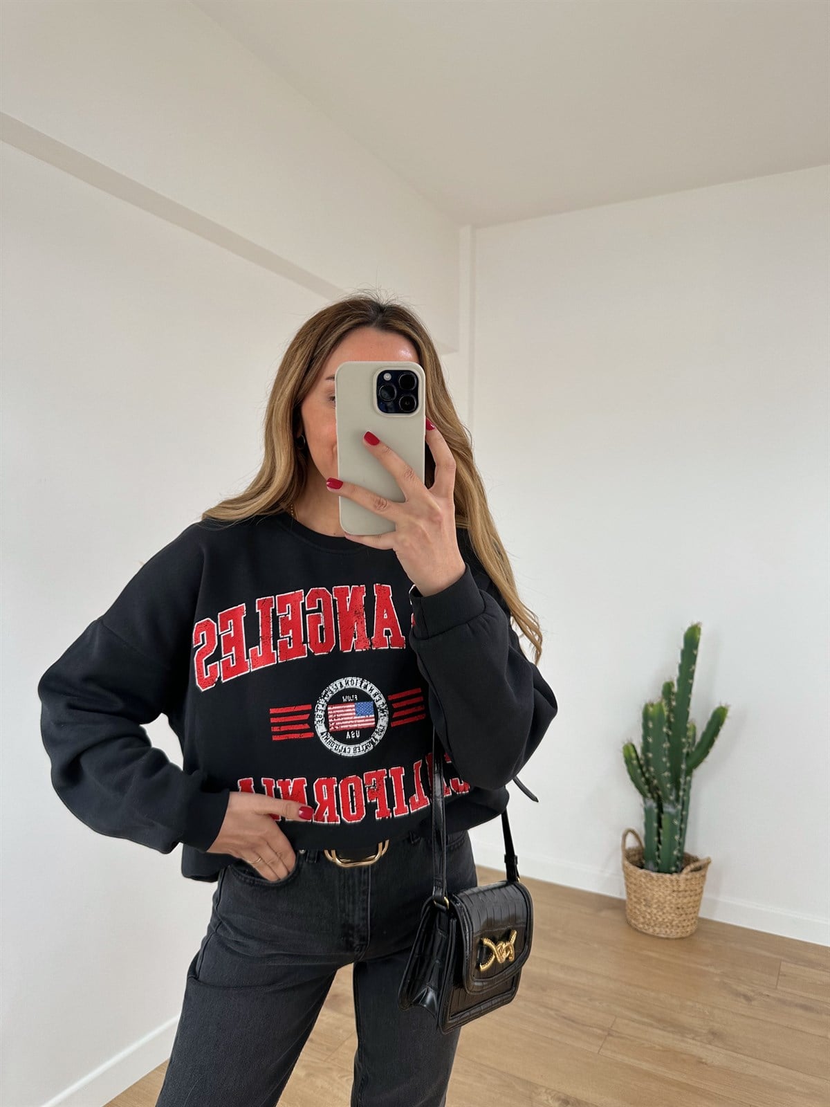 KOYU FÜME BASKILI SWEAT