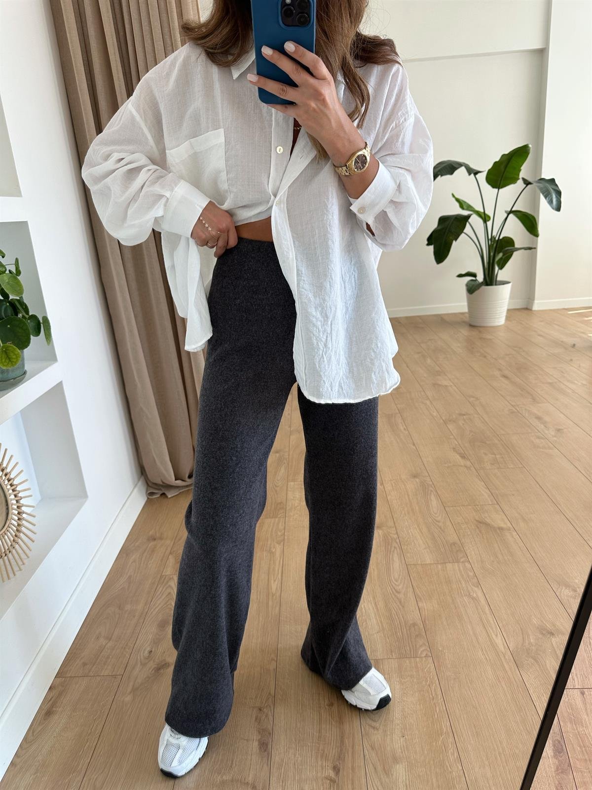 KOYU FÜME FİTİLLİ TRİKO PANTOLON