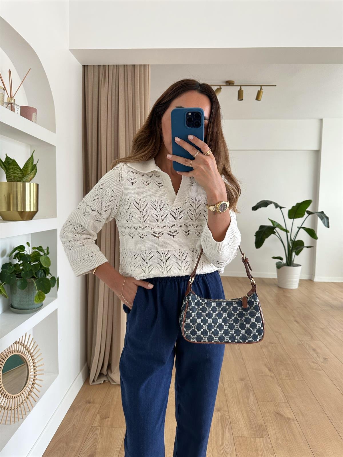 KREM AJURLU POLO YAKA TRİKO