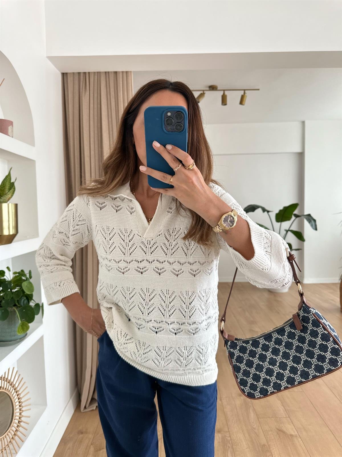 KREM AJURLU POLO YAKA TRİKO