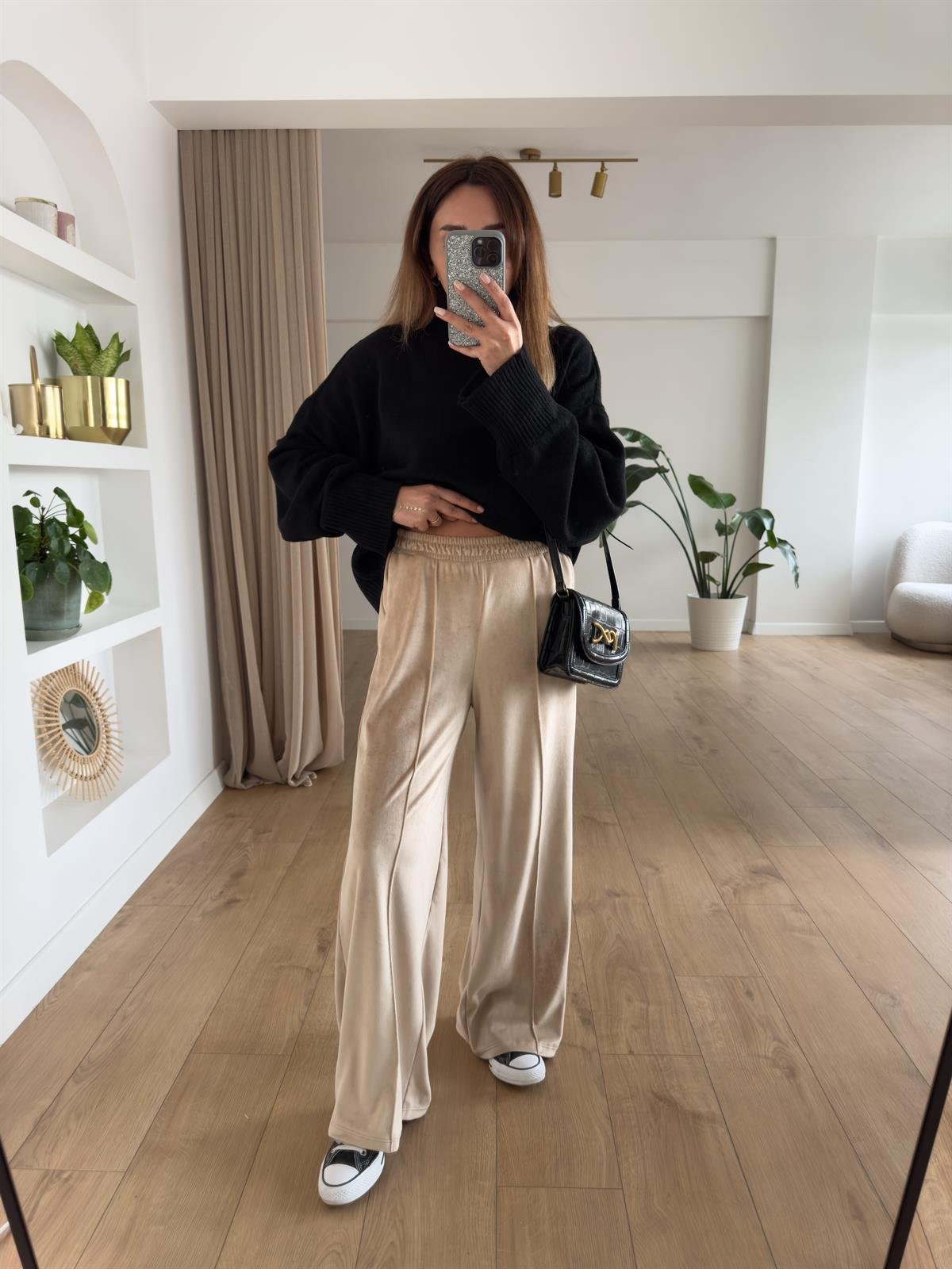 KREM  KADİFE BOL PANTOLON