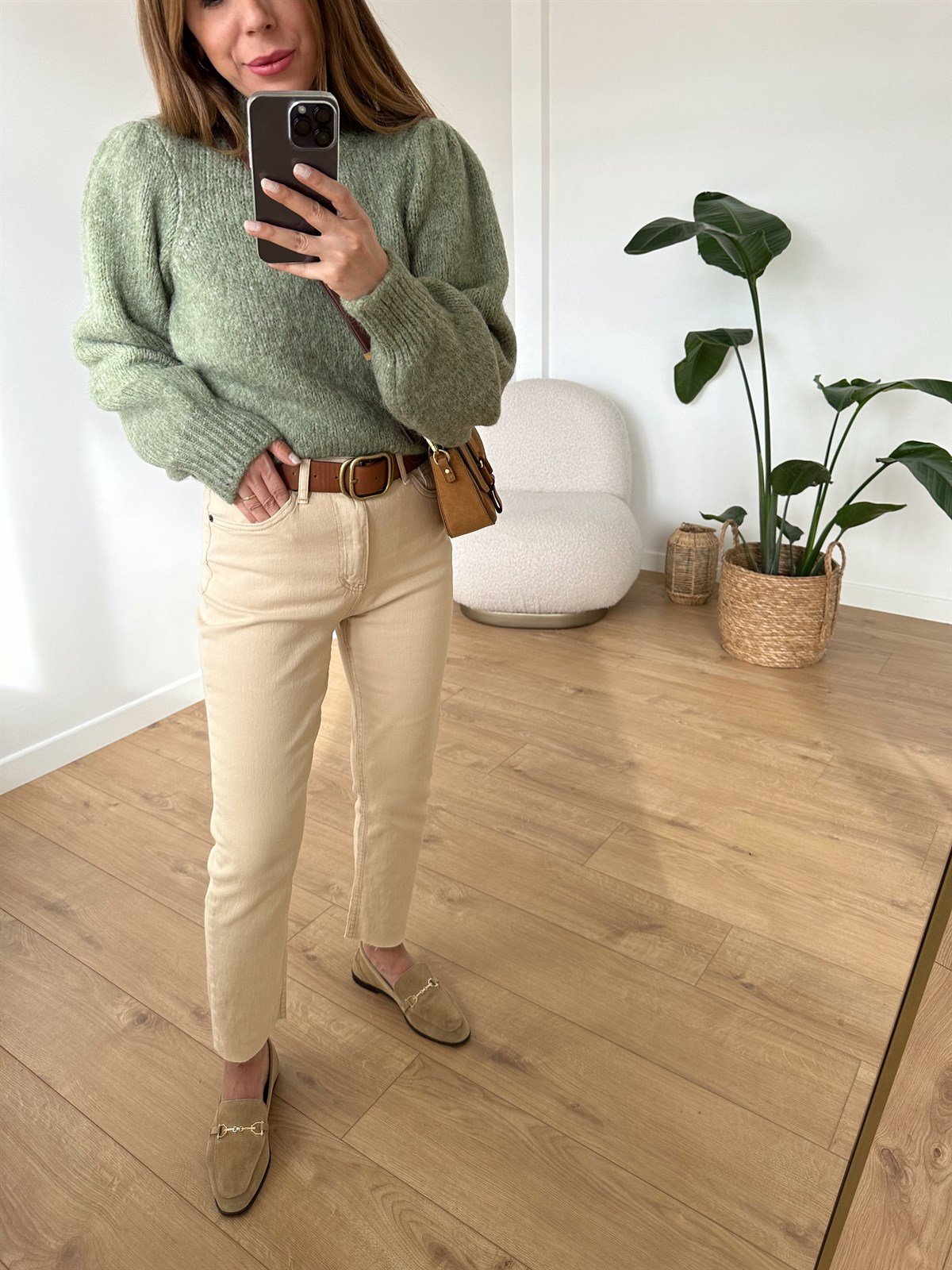 KREM MOM FİT PANTOLON