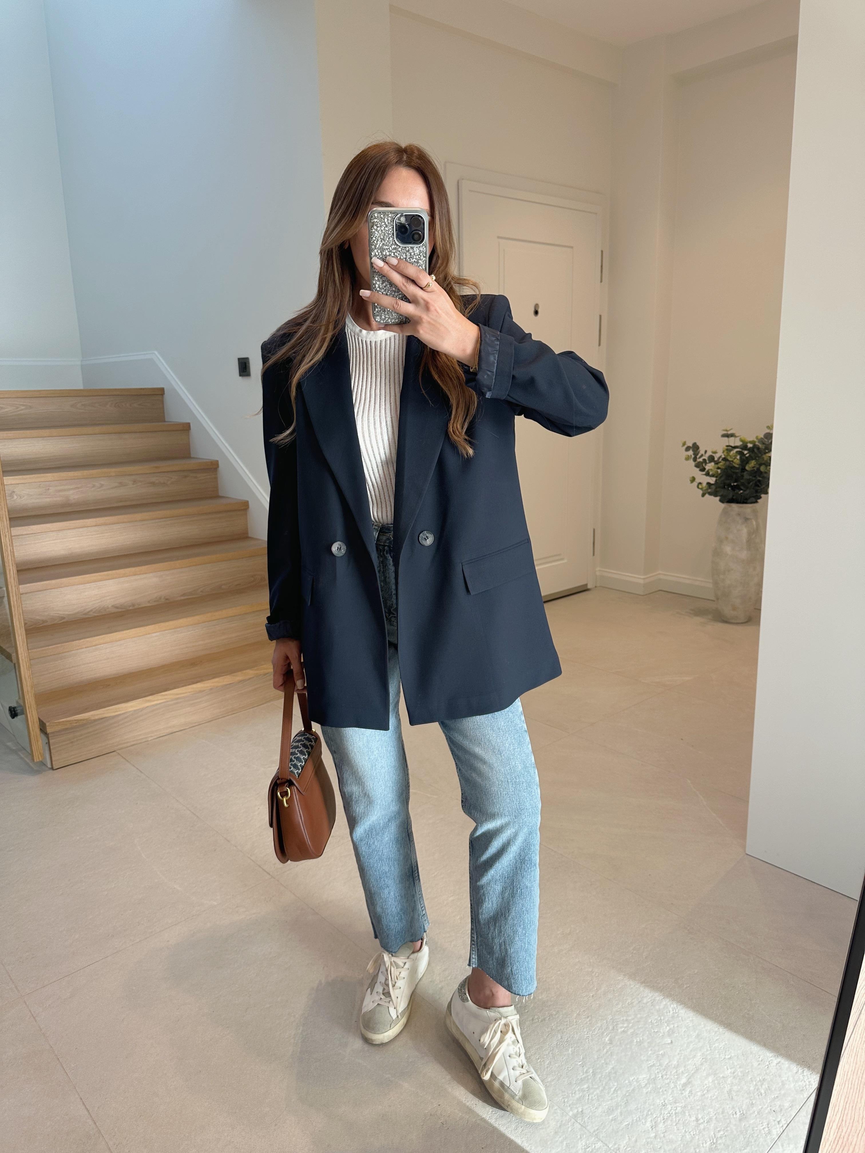 Lacivert Astarlı Oversıze Premıum Blazer Ceket