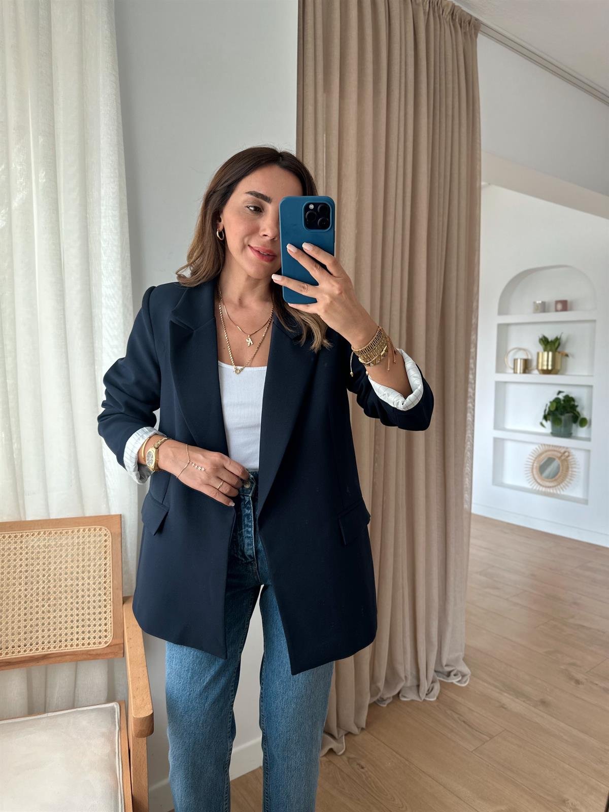 LACİVERT ASTARLI OVERSIZE PREMIUM CEKET