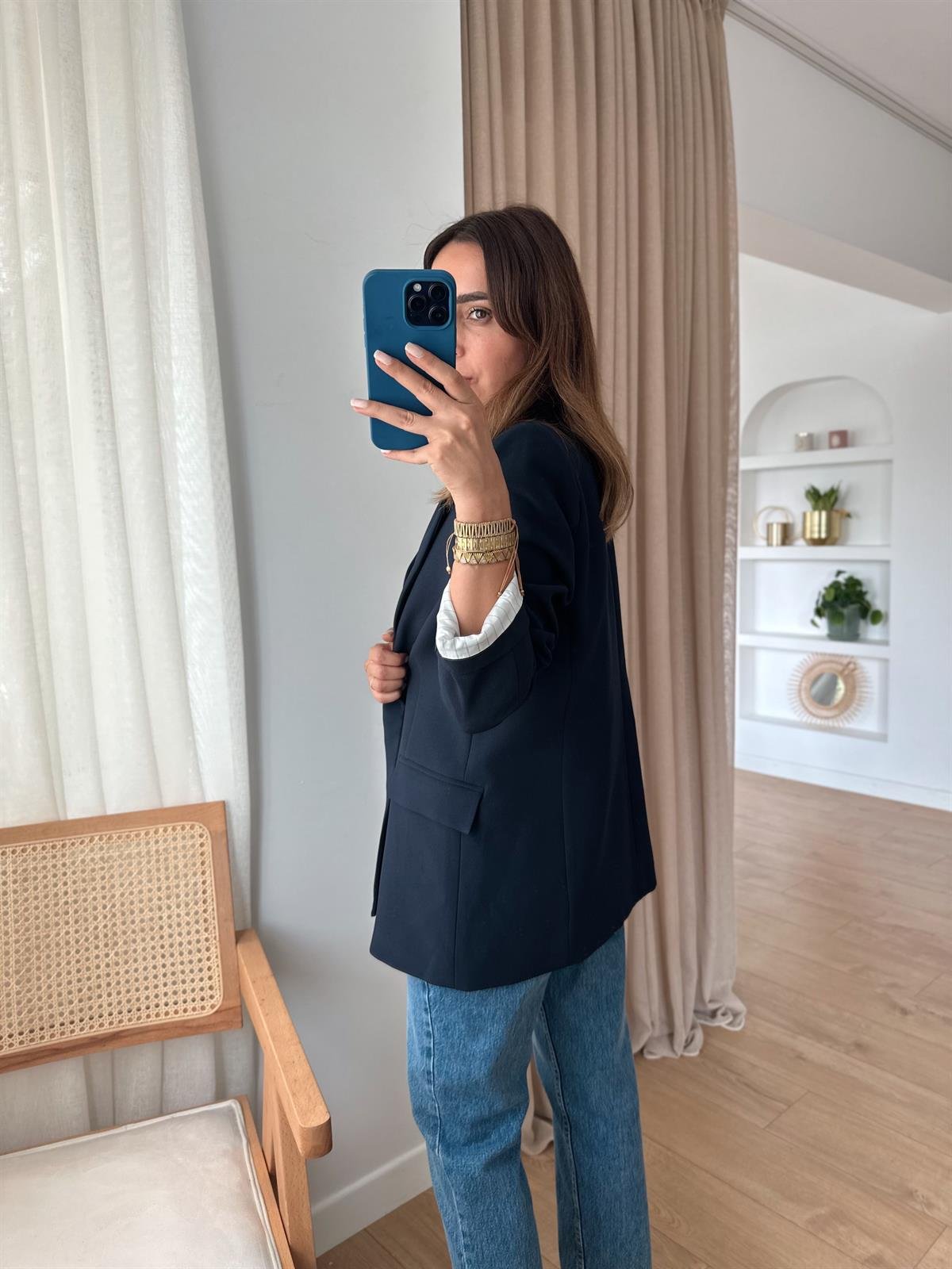 LACİVERT ASTARLI OVERSIZE PREMIUM CEKET