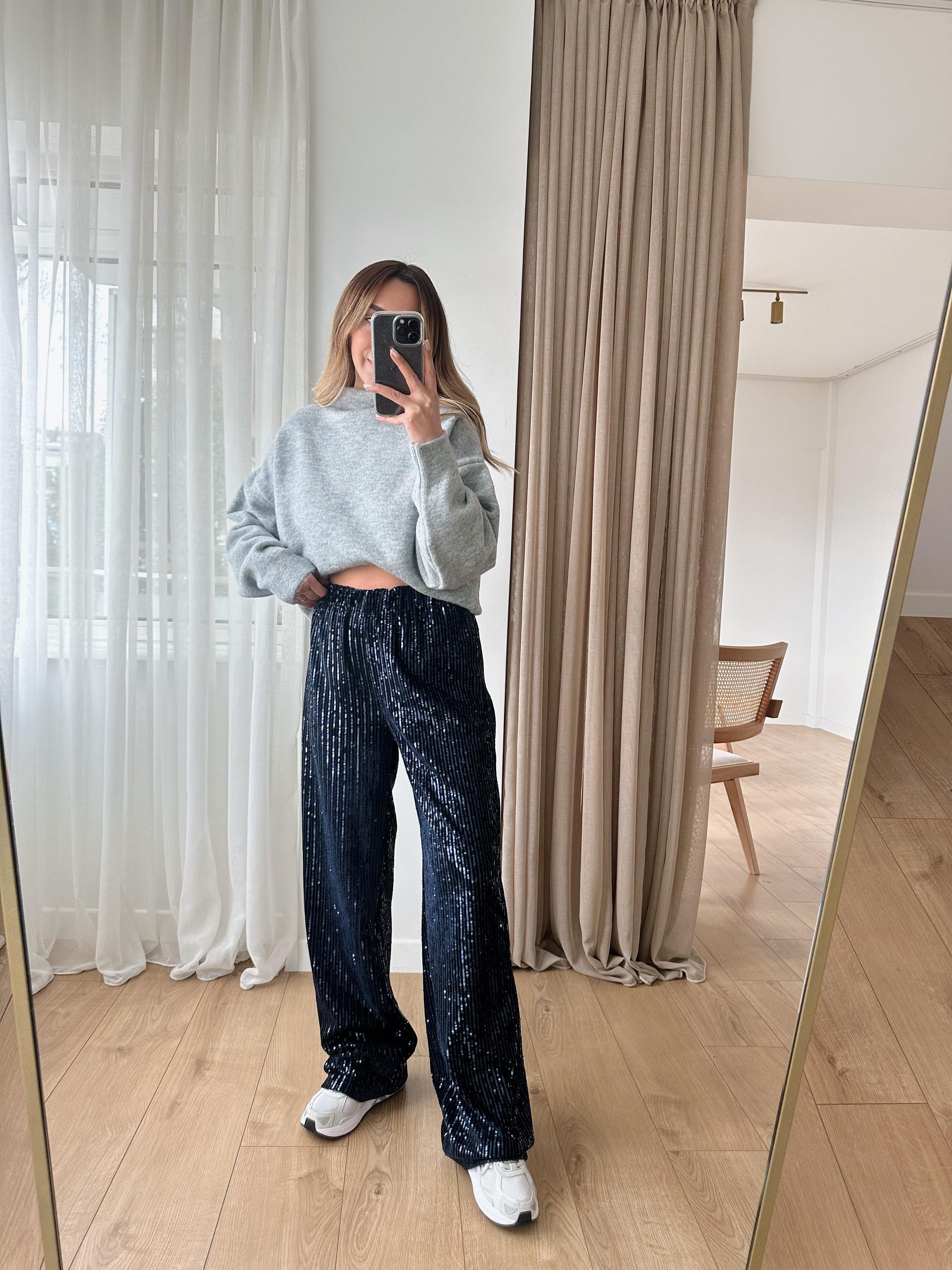 LACİVERT ASTARLI PULLU PANTLON
