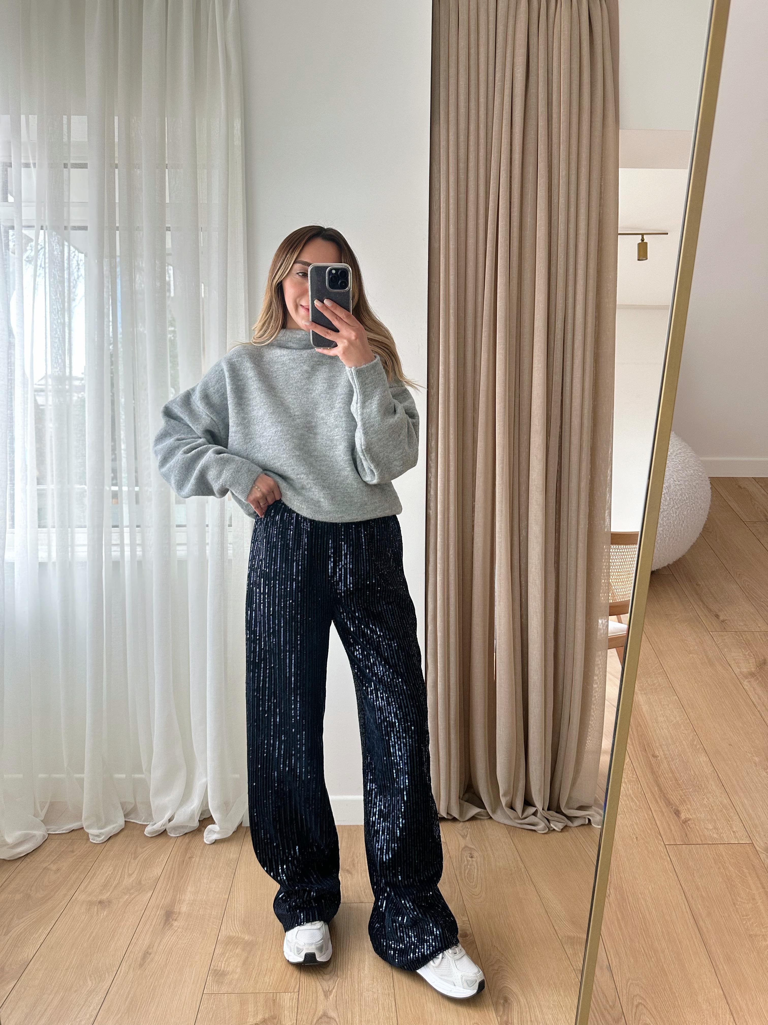 LACİVERT ASTARLI PULLU PANTLON