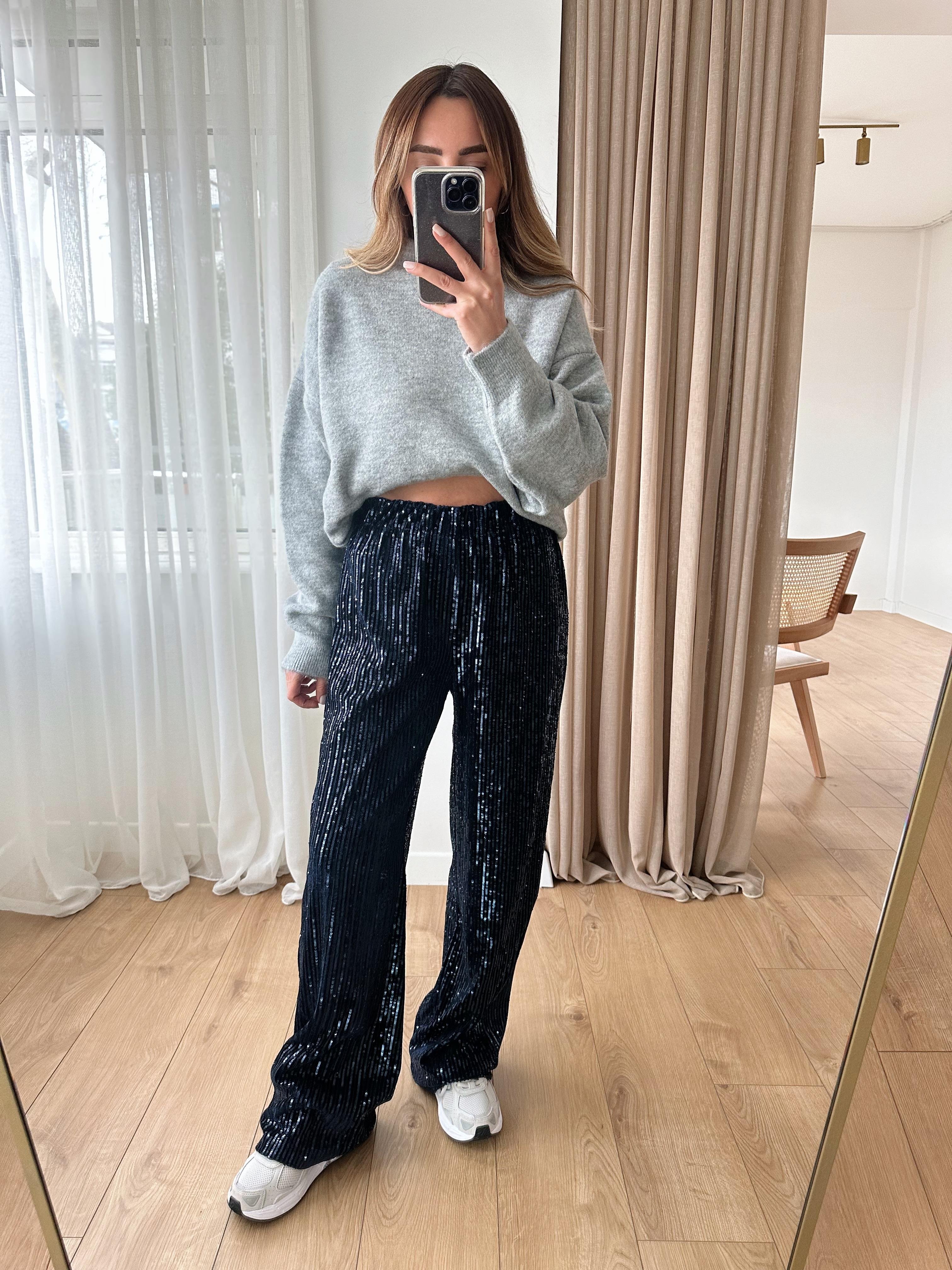 LACİVERT ASTARLI PULLU PANTLON