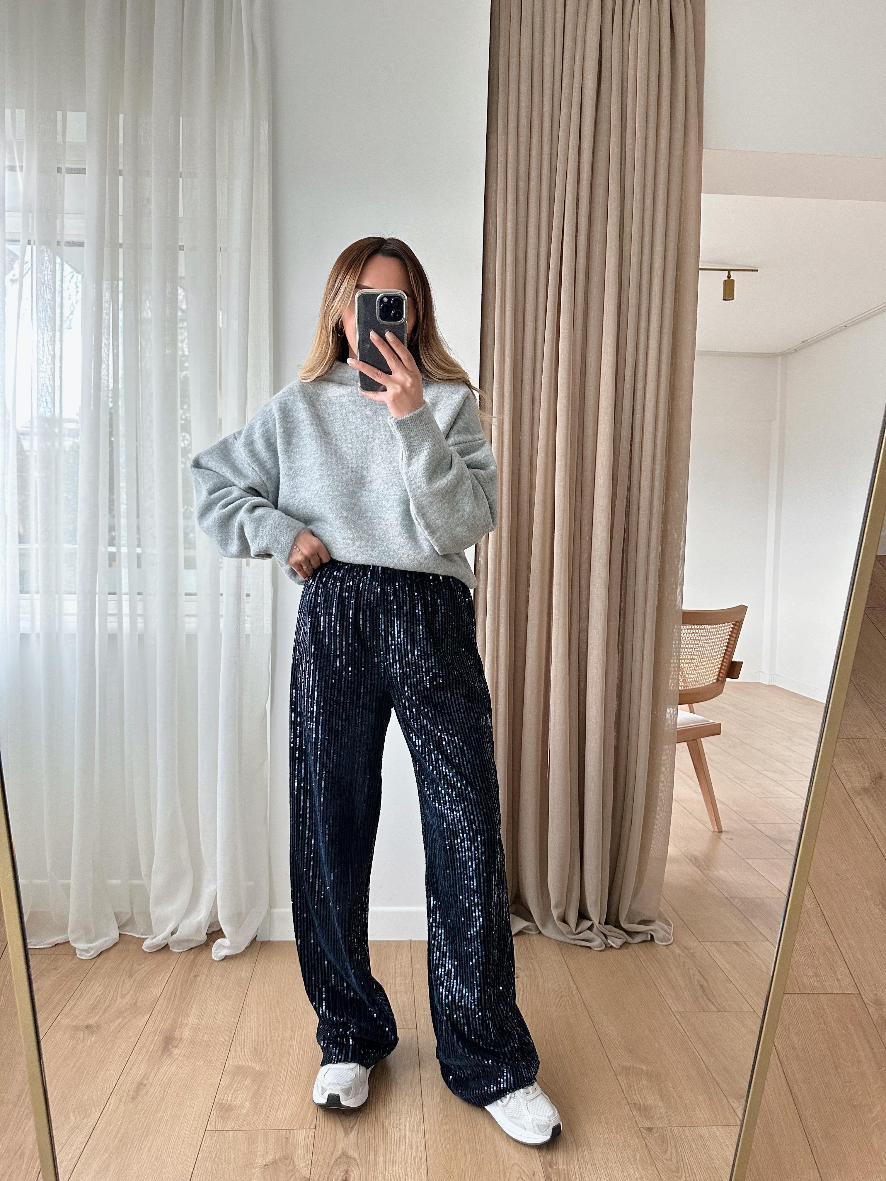 LACİVERT ASTARLI PULLU PANTLON
