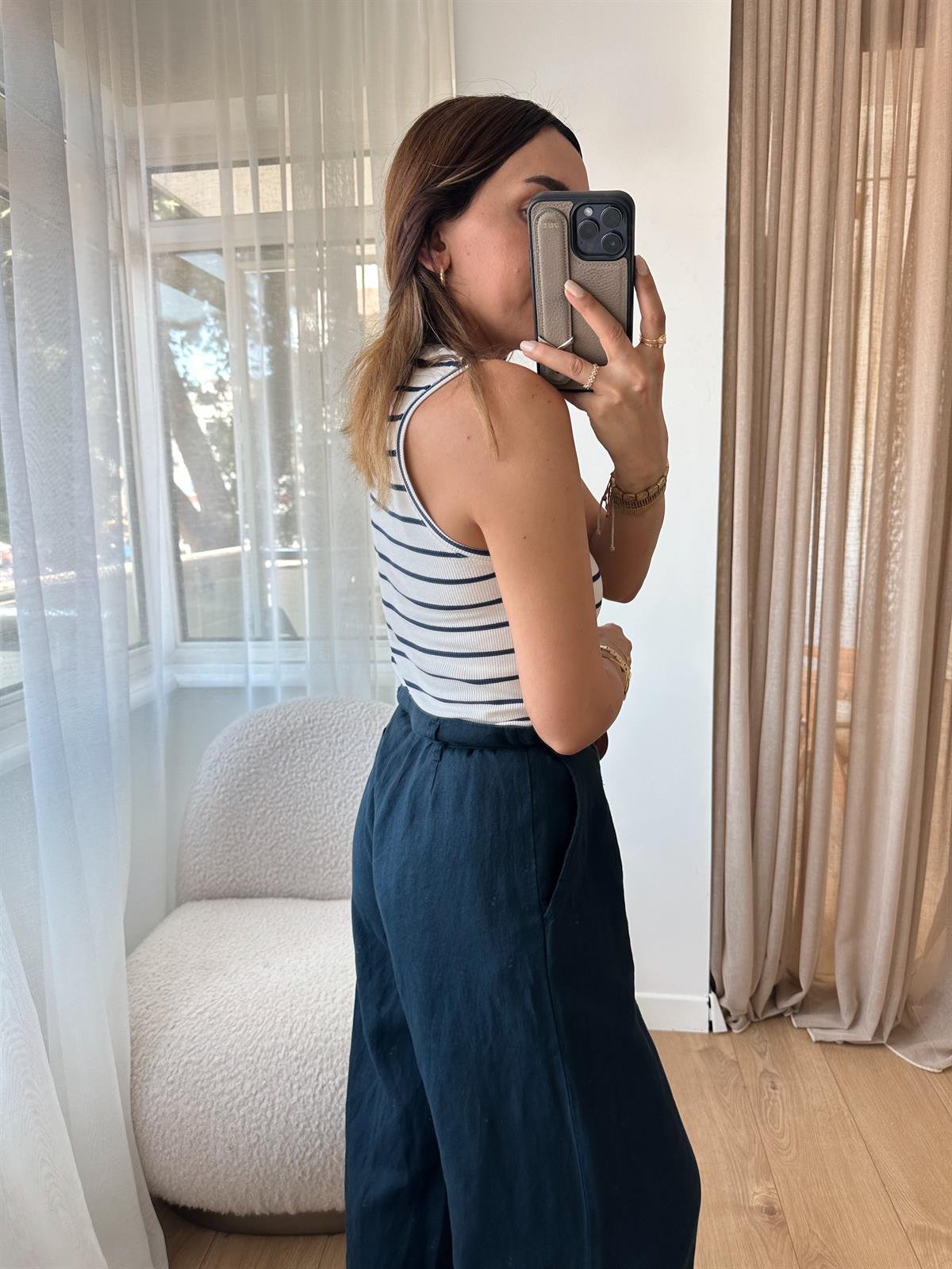 LACİVERT ÇİZGİLİ ATLET