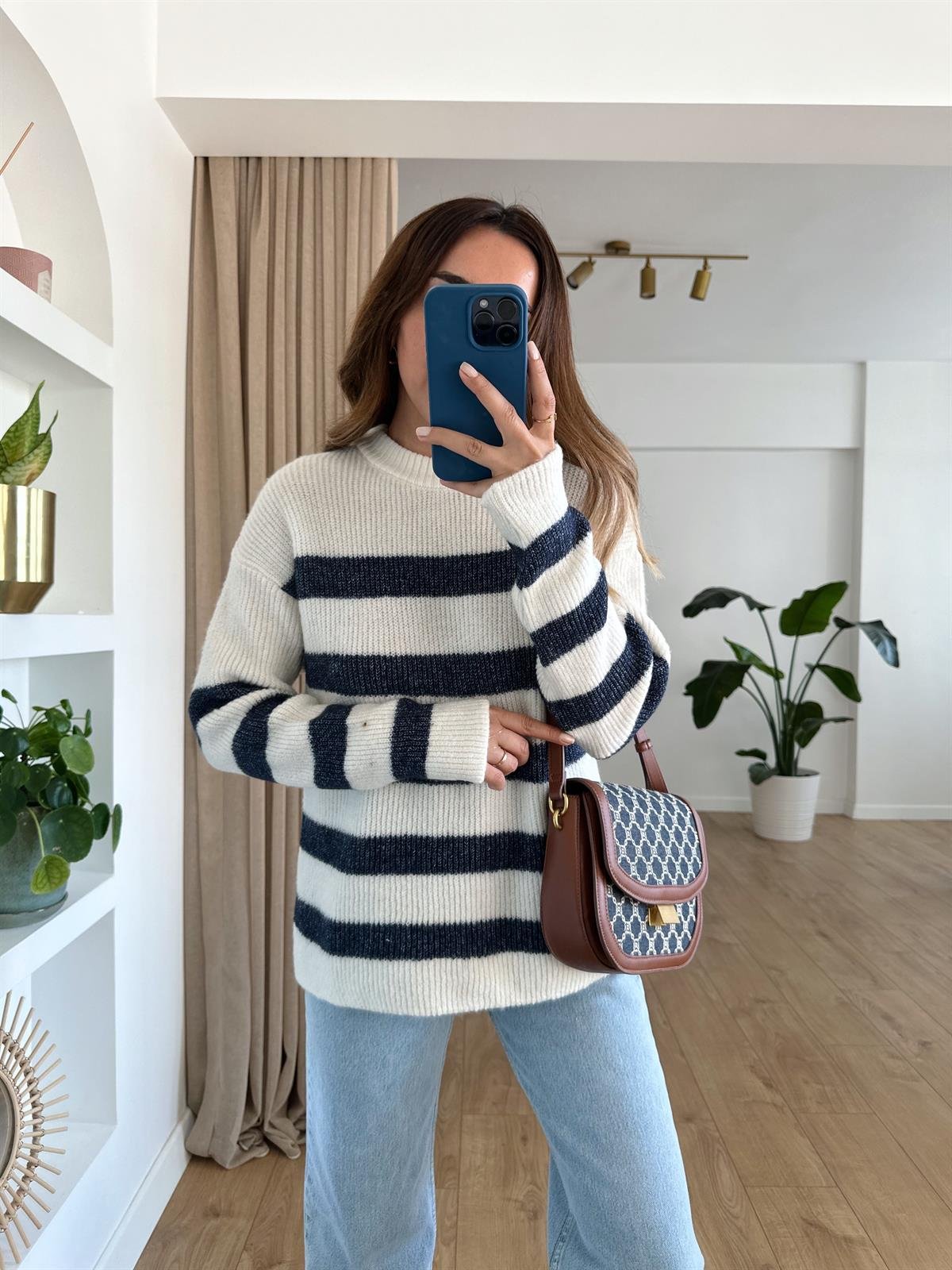 LACİVERT ÇİZGİLİ TRİKO KAZAK