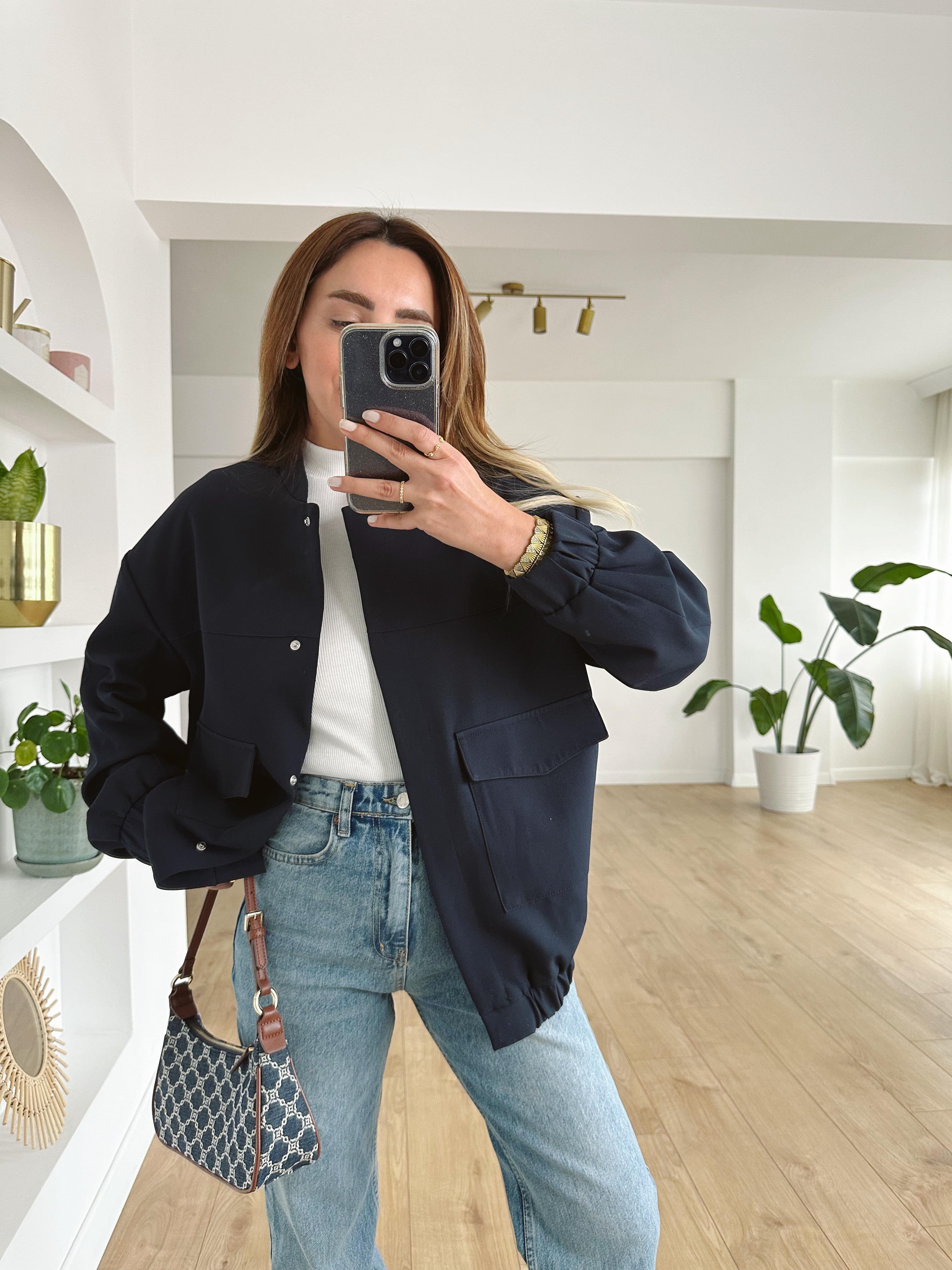 LACİVERT FERMUARLI BOMBER CEKET